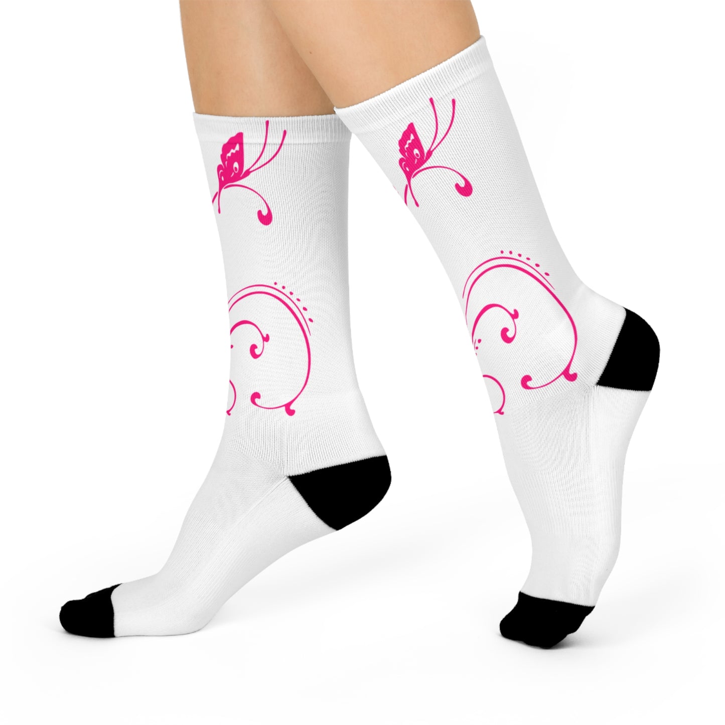 Stylish Floral Cushioned Crew Socks for Comfort and Style