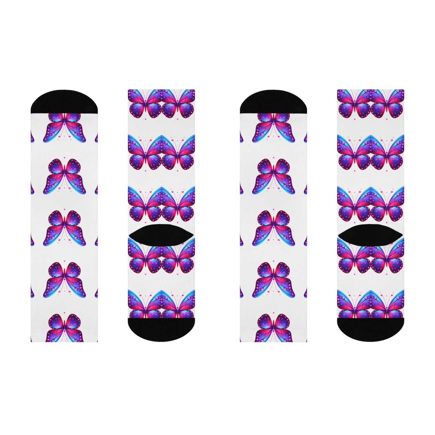 Colorful Butterfly Cushioned Crew Socks - Perfect for Spring Celebrations