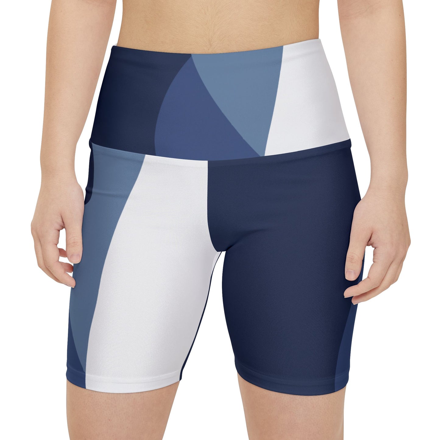 Stylish Women's Workout Shorts - Navy & Abstract Design for Active Lifestyle