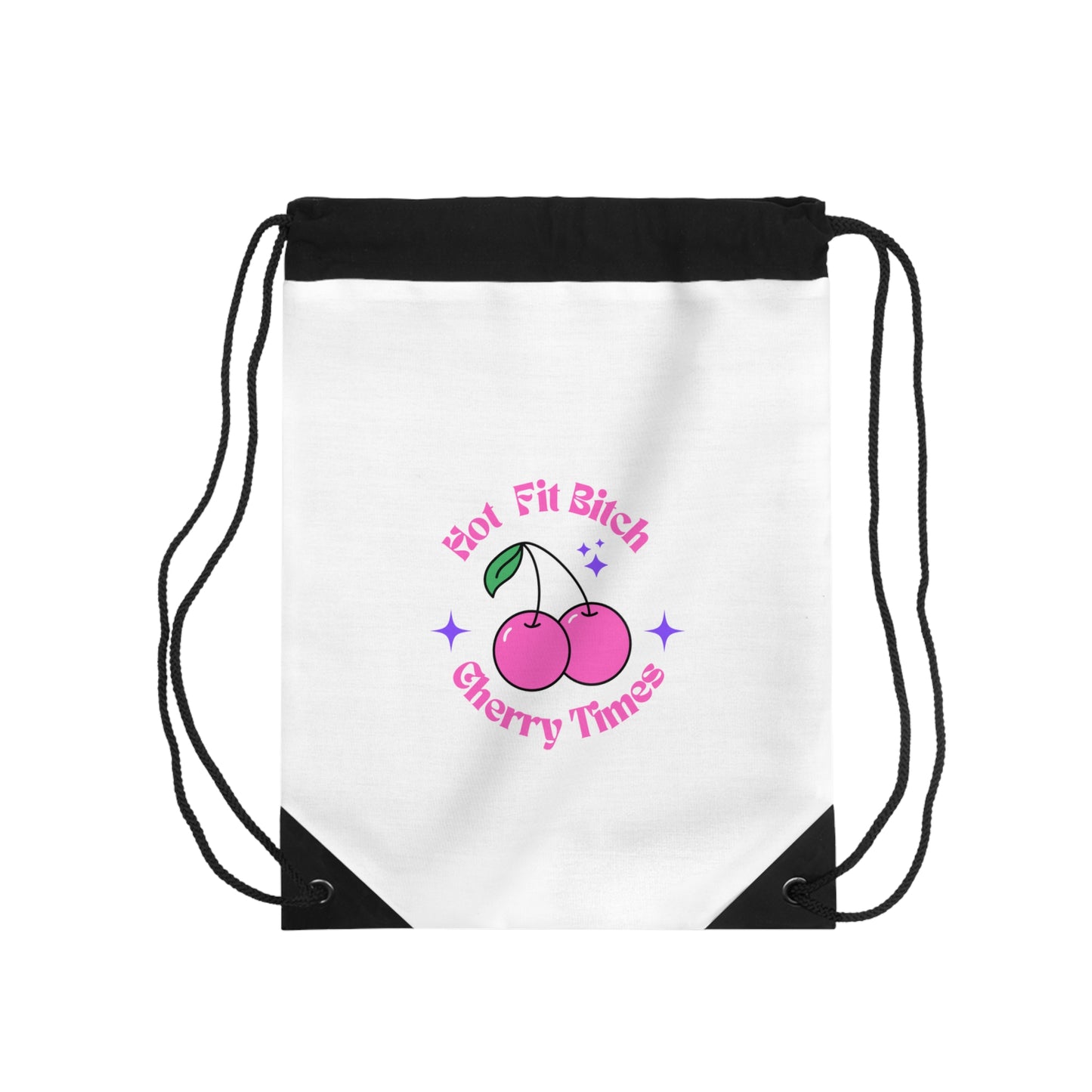 Pink Cherries Drawstring Bag
