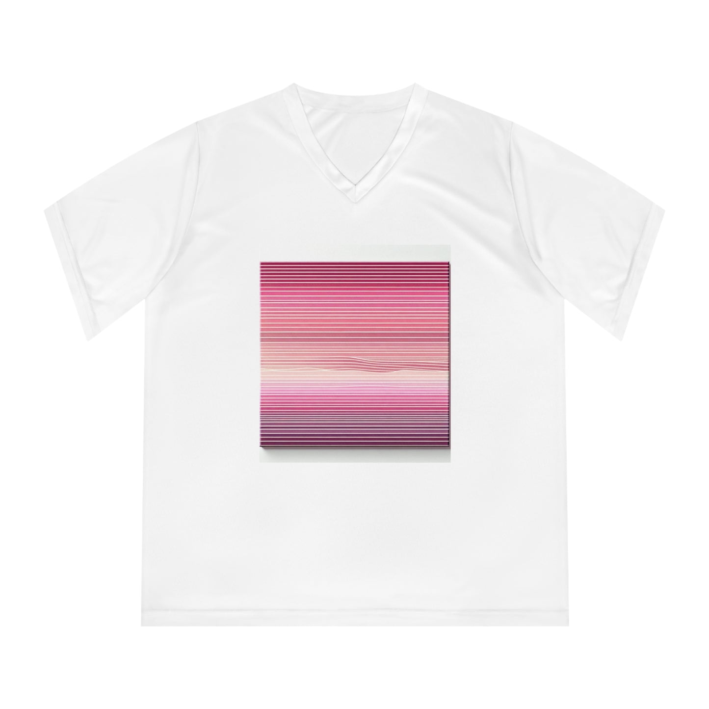 Women’s Performance V-Neck T-Shirt – Gradient Stripes Design for Active Lifestyle