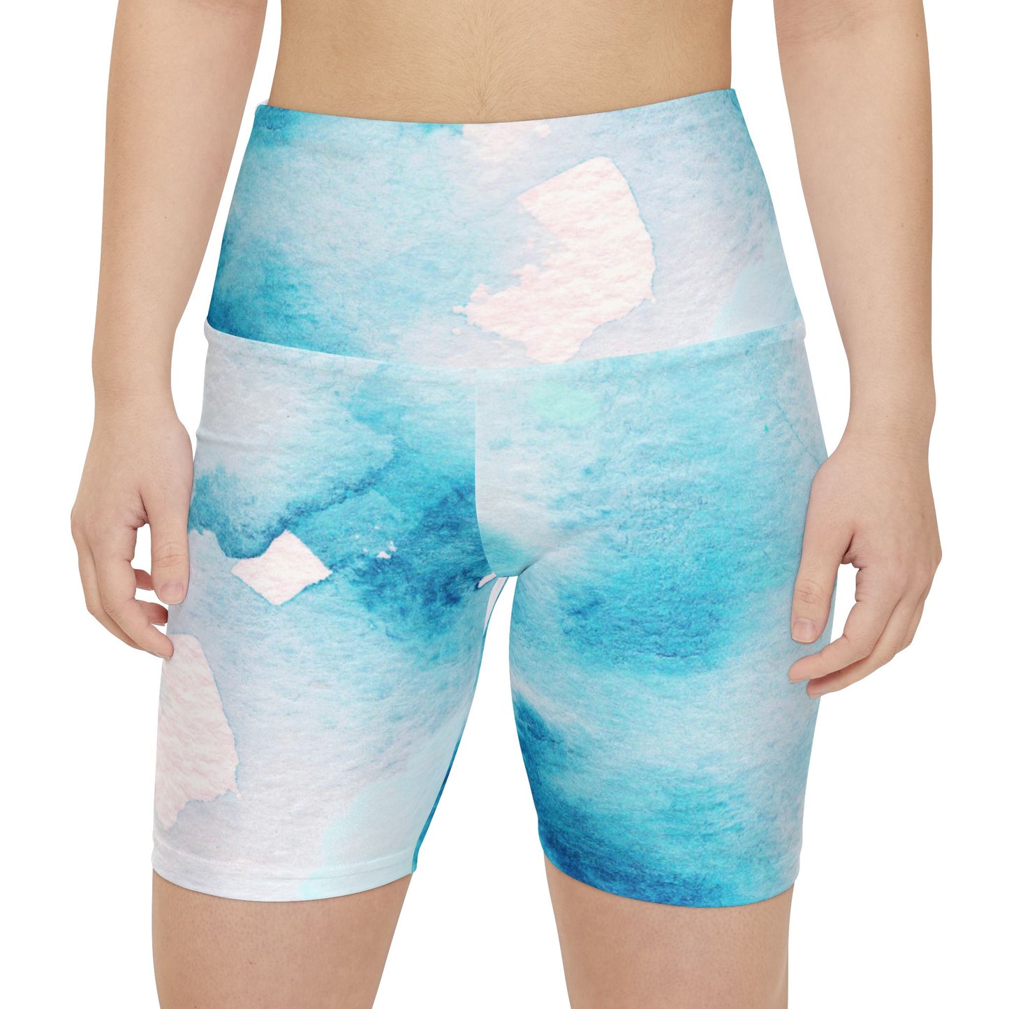 Soft Blue Watercolor Women's Workout Shorts - Perfect for Active Lifestyles