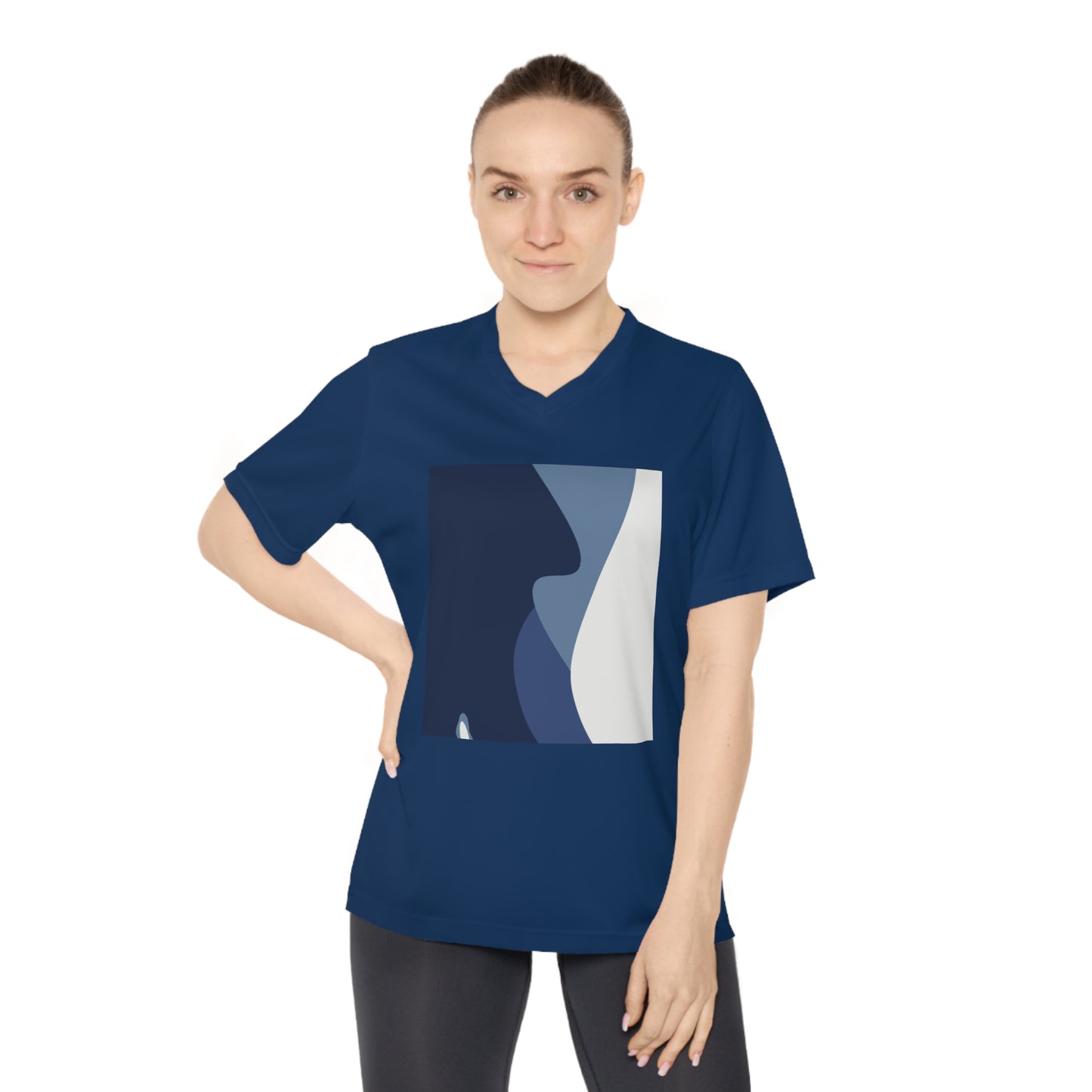 Stylish Women's Performance V-Neck T-Shirt - Modern Abstract Design
