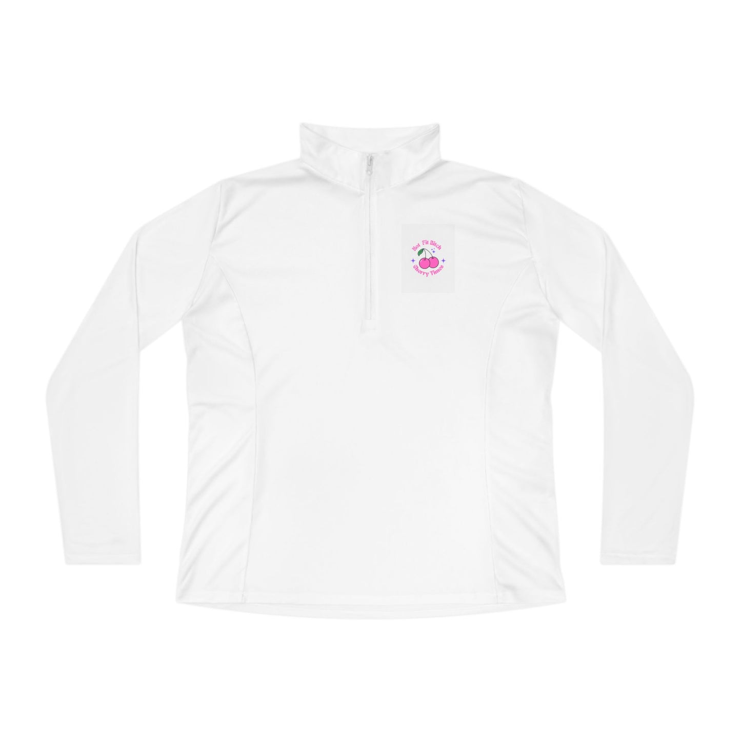Quarter-Zip Pullover - Pink Cherries Design