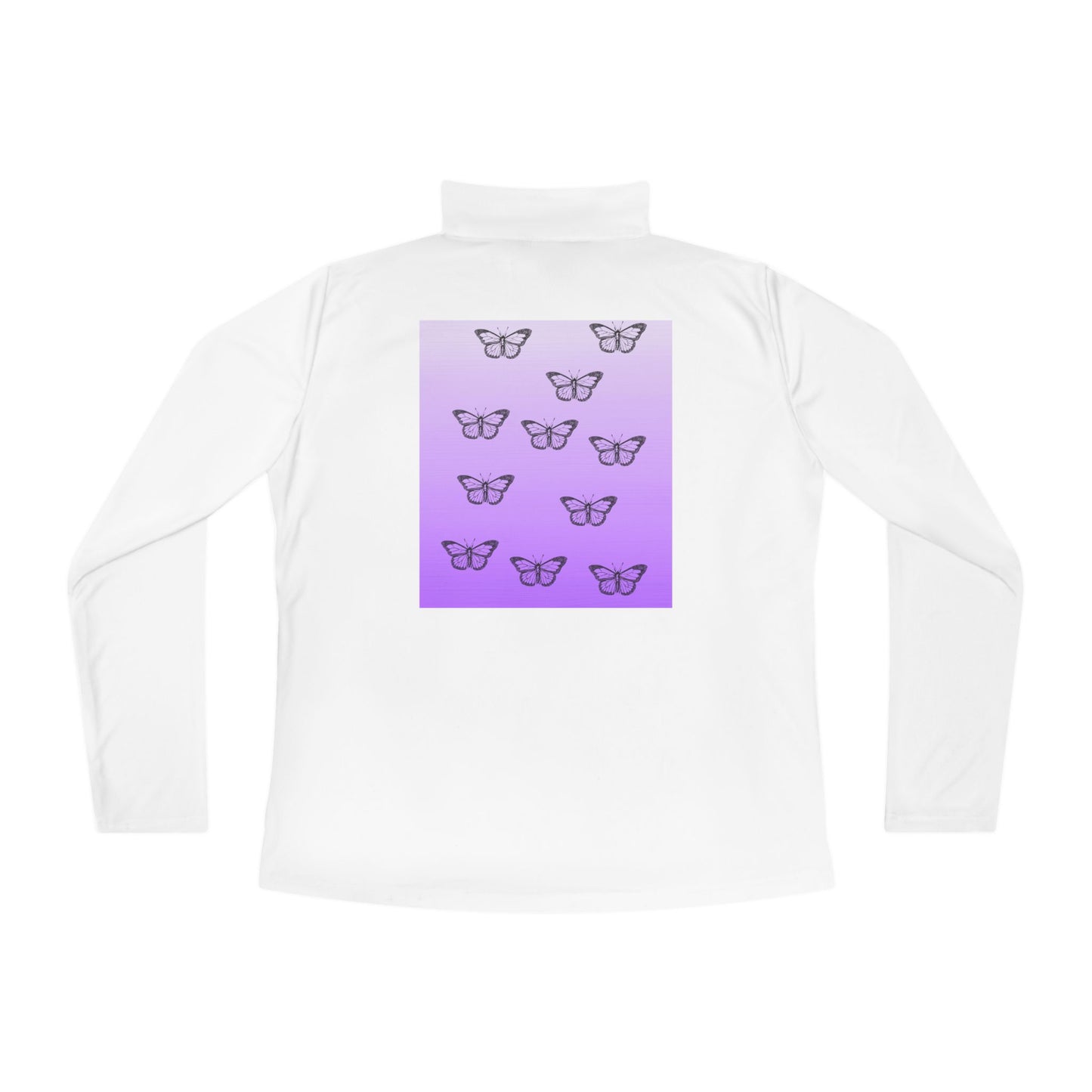Dee Dee's Purple Butterfly Pattern Ladies Quarter-Zip Pullover - Stylish Activewear for Everyday Comfort