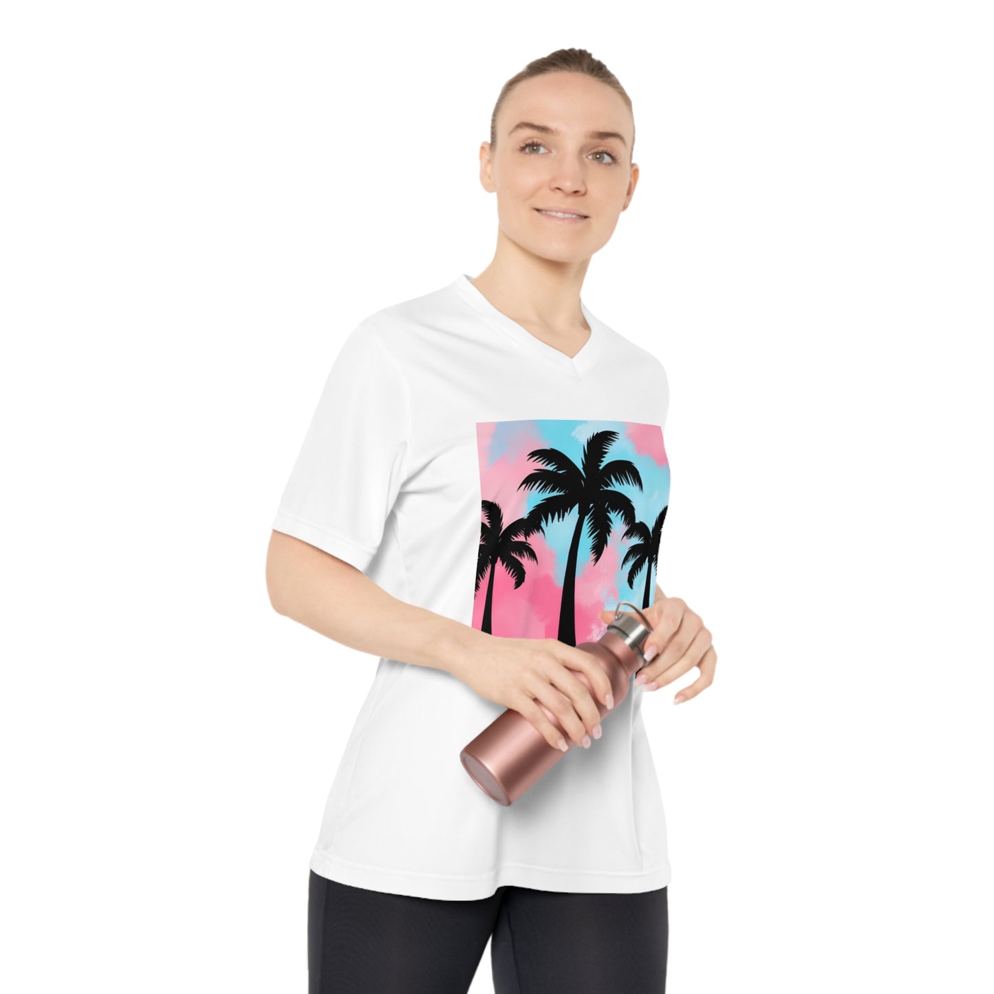 Tropical V-Neck Performance T-Shirt for Women - Stylish & Comfortable