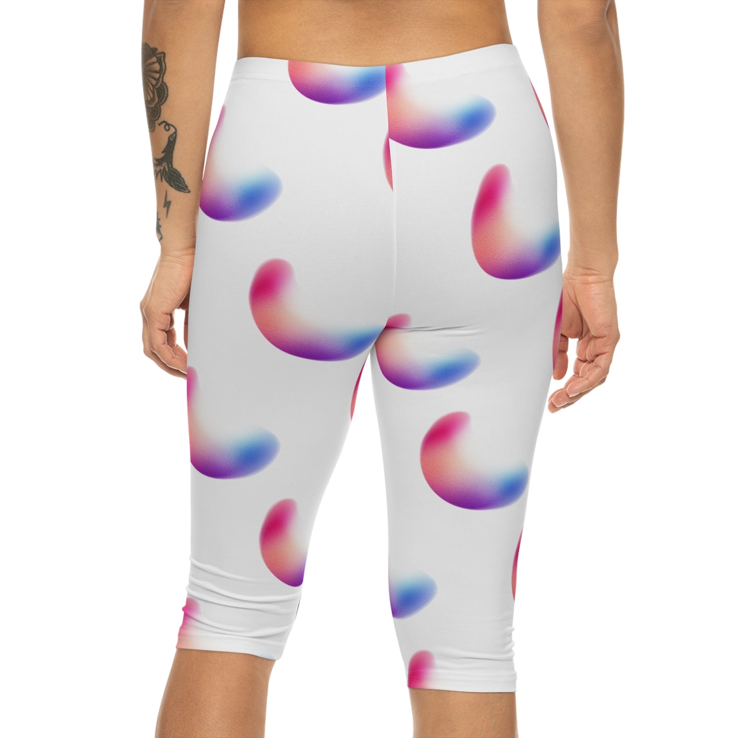 Trendy Women’s Capri Leggings with Colorful Abstract Print