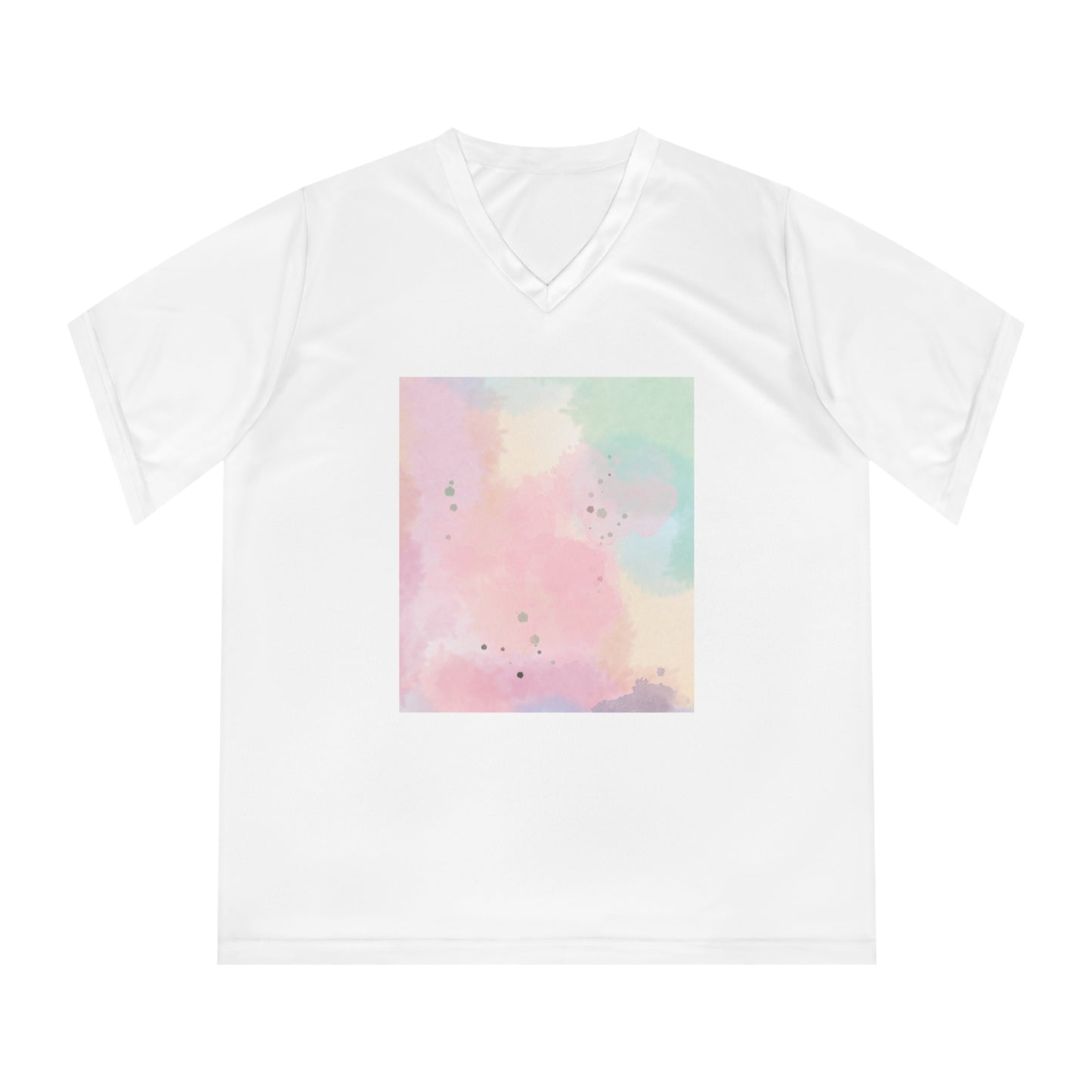 Pastel Watercolor Women's Performance V-Neck T-Shirt - Stylish & Comfortable Athletic Fit