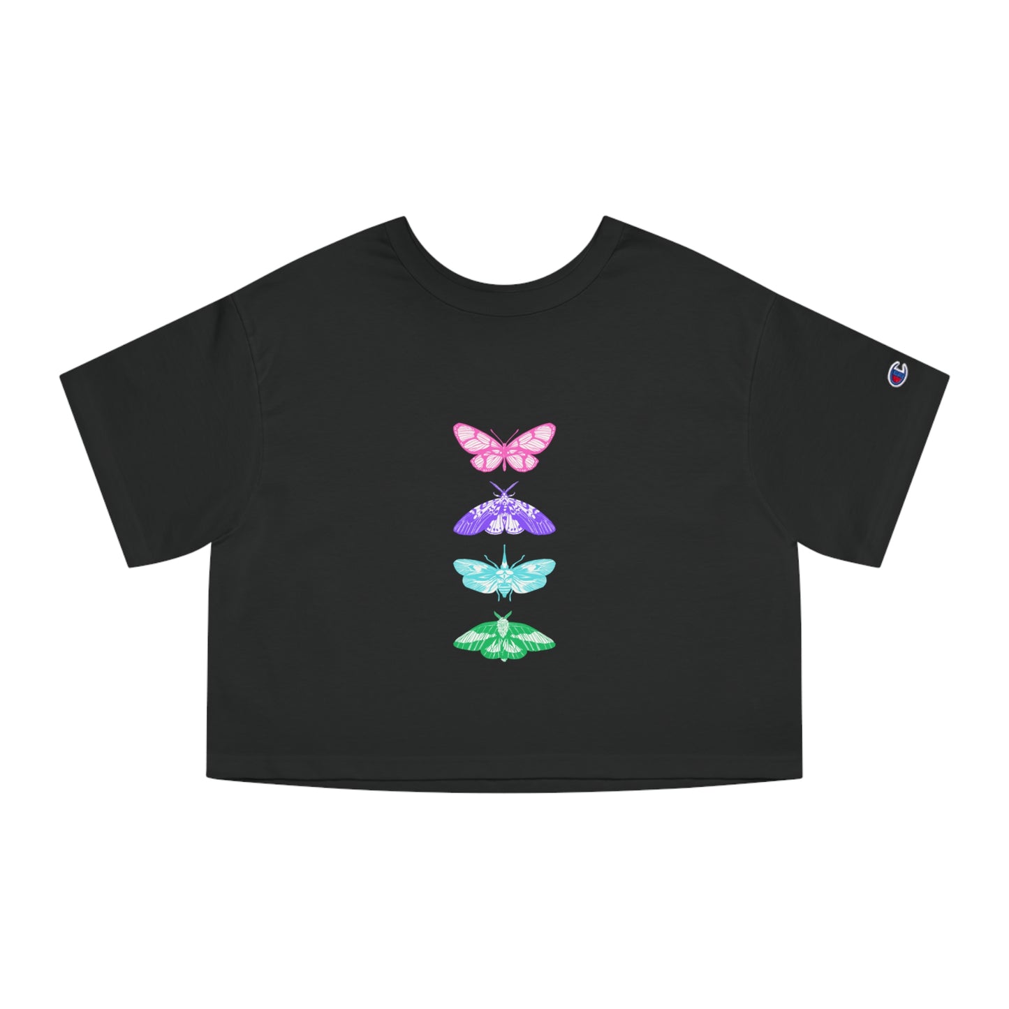 Butterfly Print Cropped T-Shirt for Women - Vacation Vibe Tee