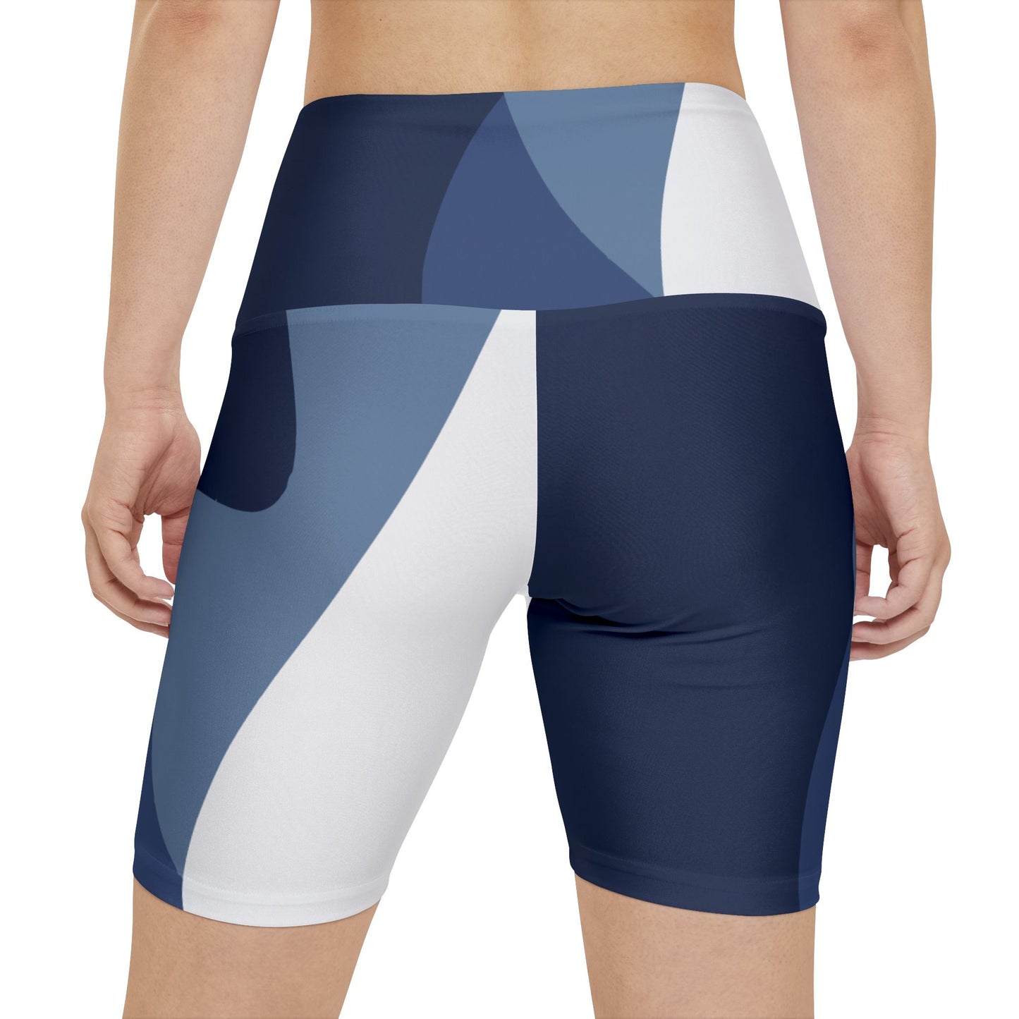 Stylish Women's Workout Shorts - Navy & Abstract Design for Active Lifestyle
