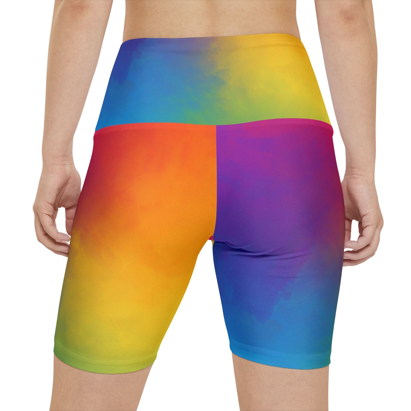 Colorful Women's Workout Shorts - Vibrant Tie-Dye Activewear