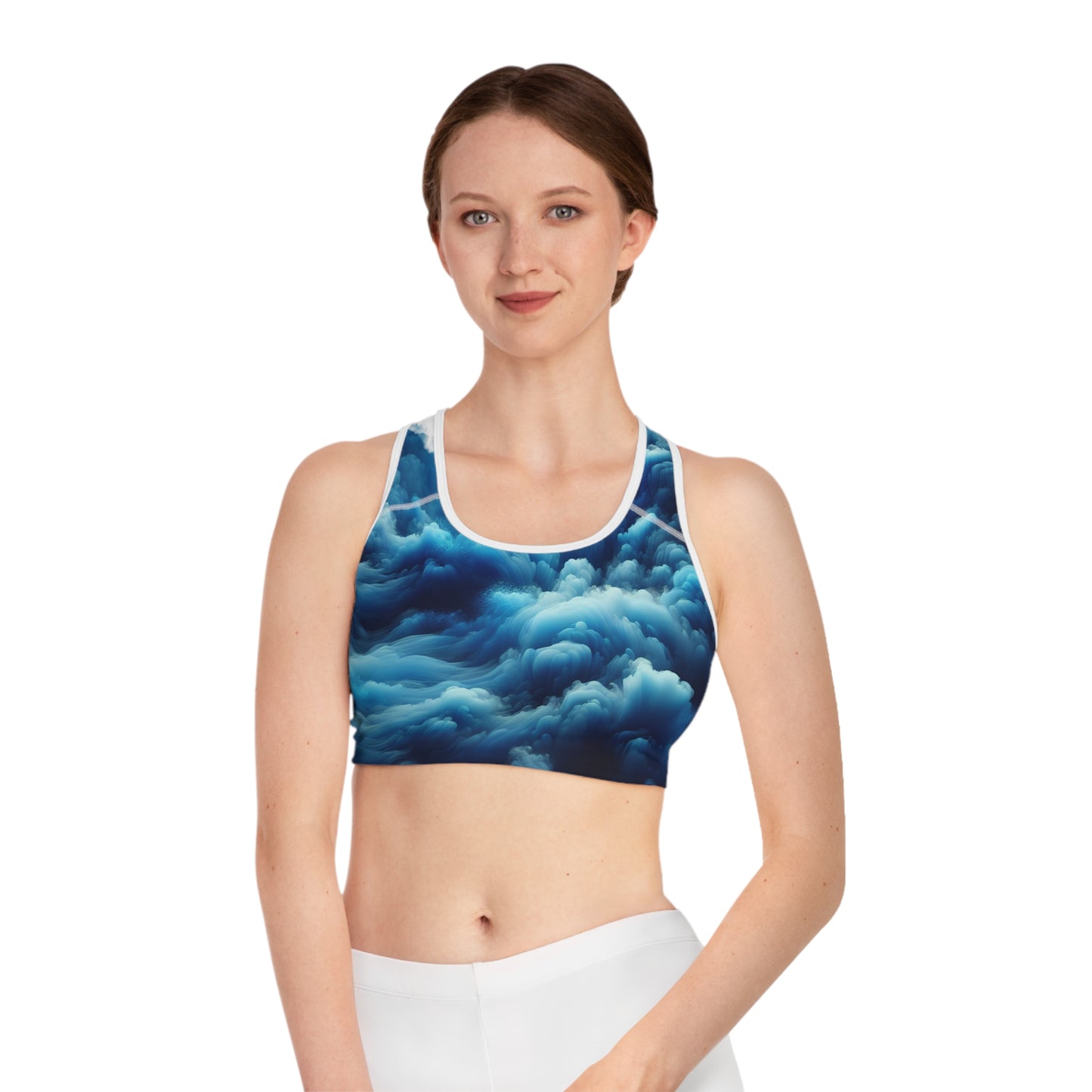 Wave Pattern Sports Bra - Ocean-Inspired Activewear