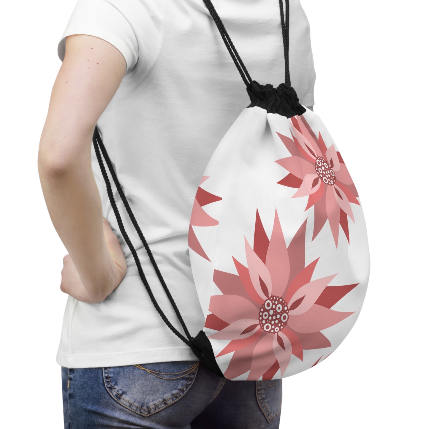 Floral Drawstring Bag - Stylish and Versatile for Everyday Use