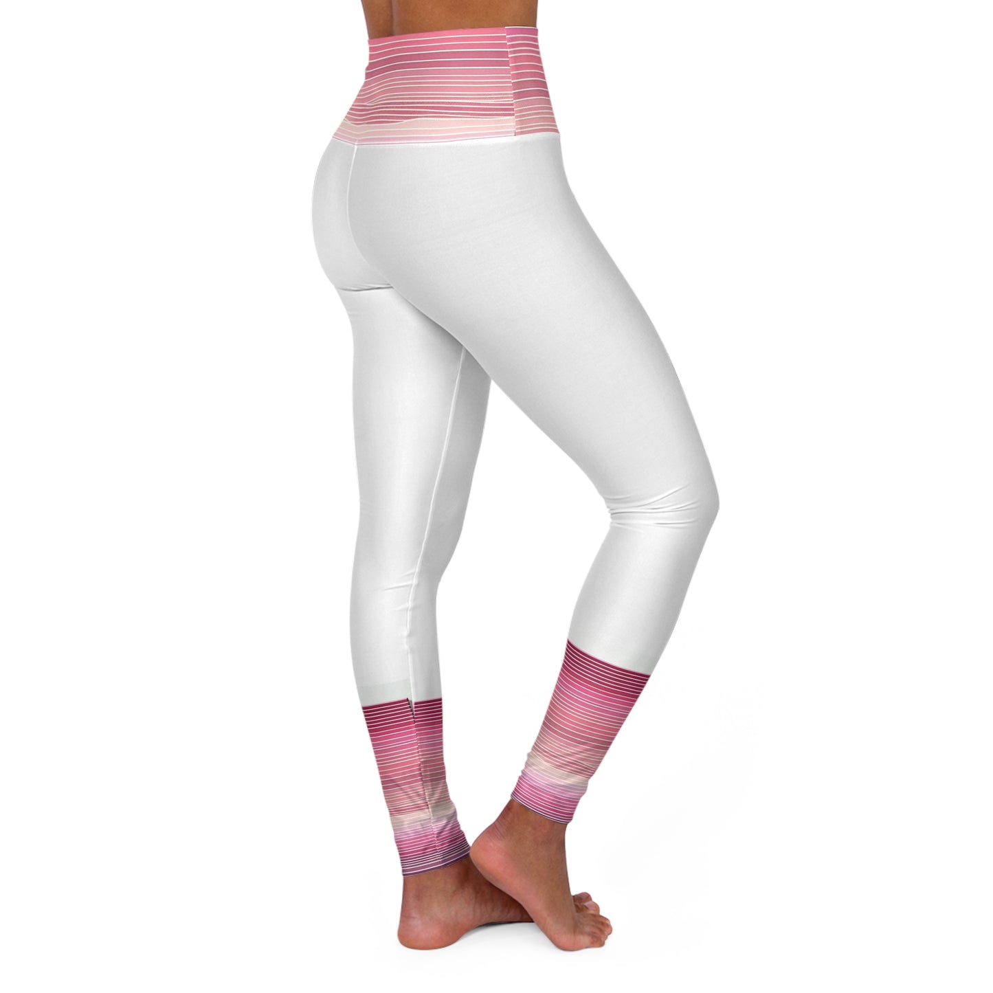 Yoga Leggings - Pink Horizontal Lines Design
