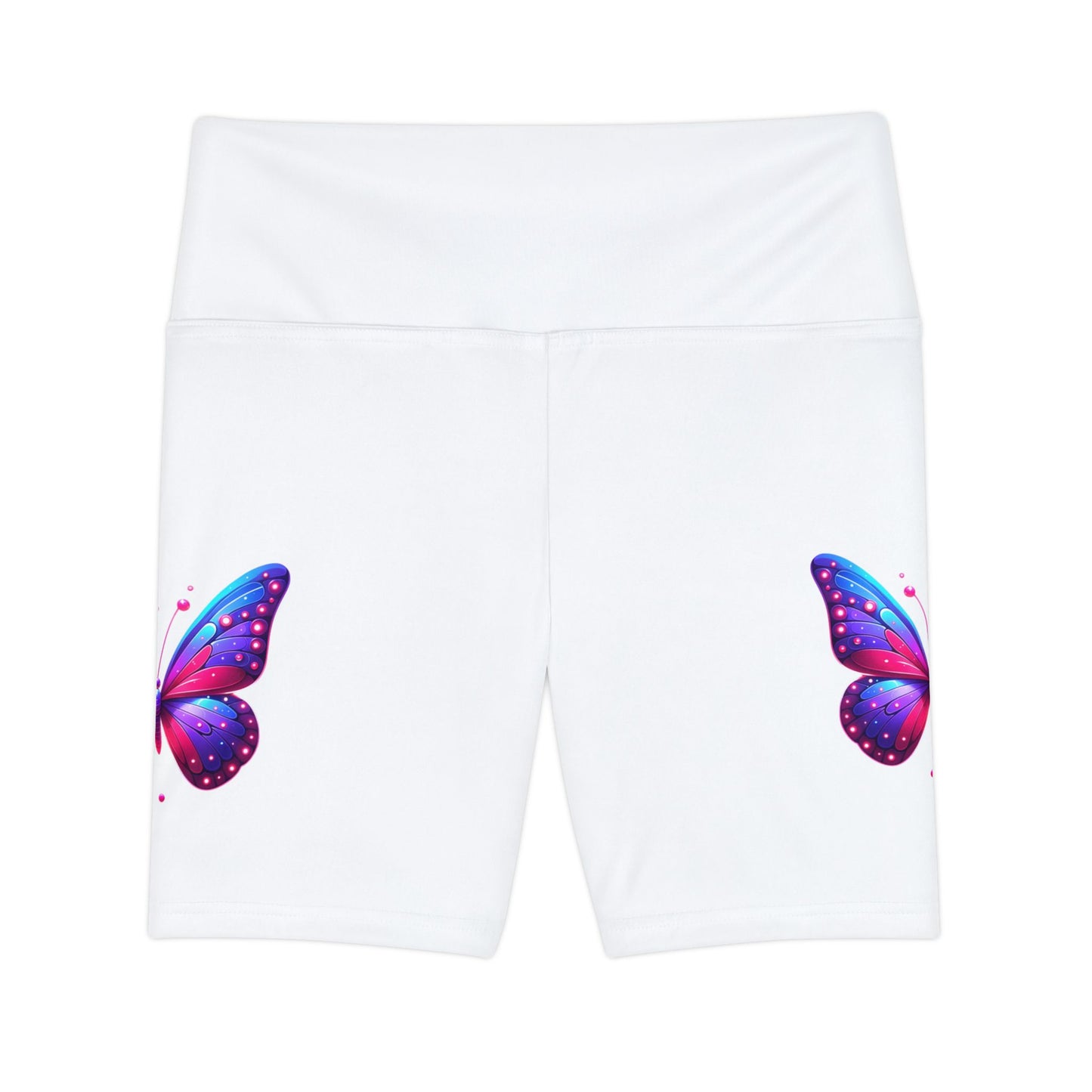 Butterfly Print Women's Workout Shorts - Colorful Activewear for Fitness Enthusiasts