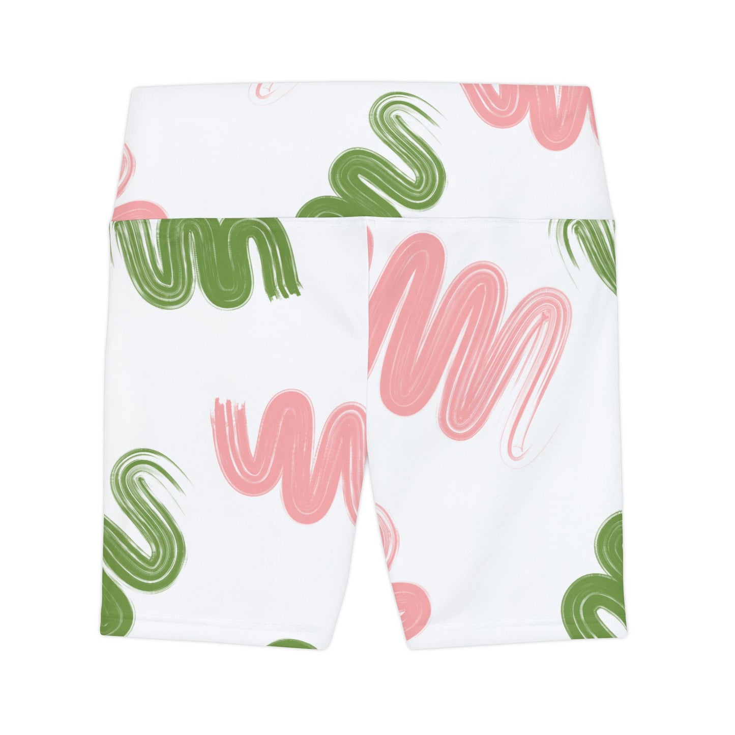 Pink and green squiggly Trendy Women's Workout Shorts