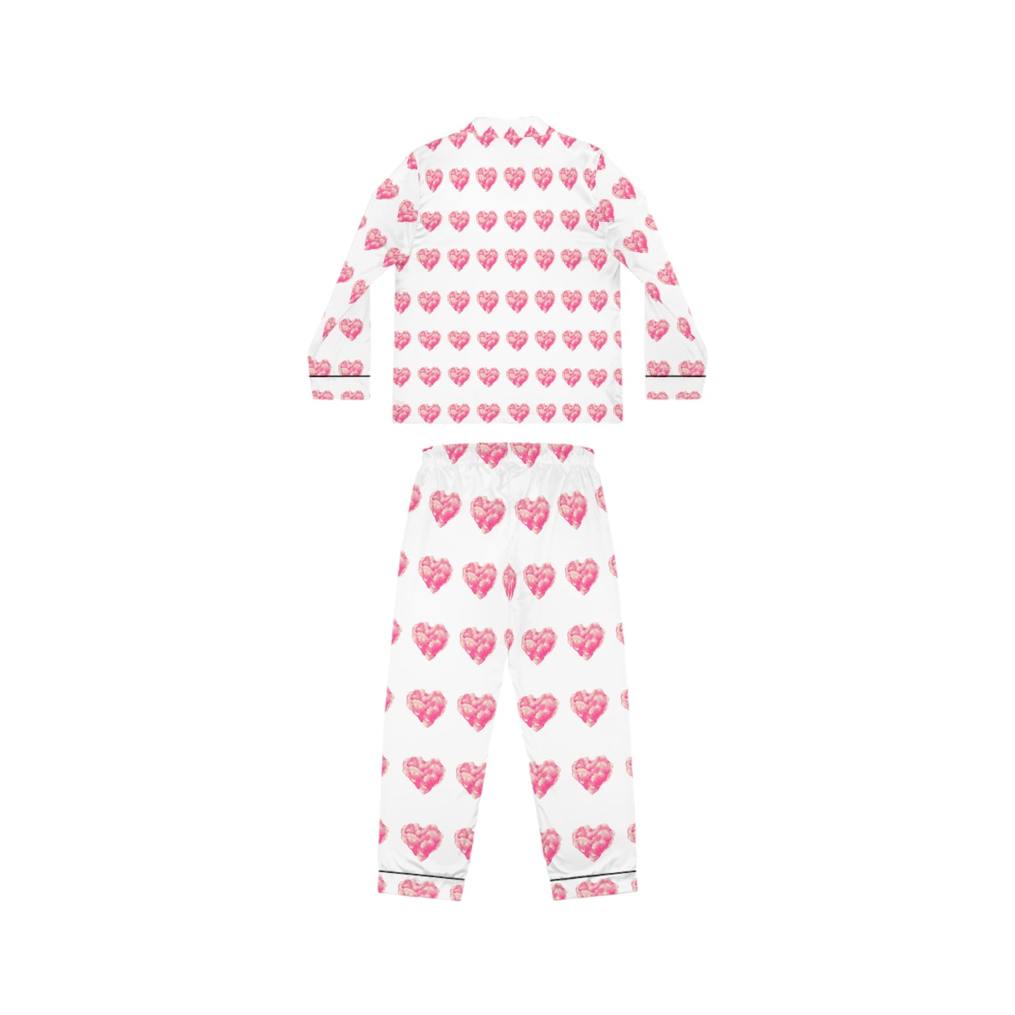 Women’s Heart Print Satin Pajamas - Luxurious and Stylish Sleepwear
