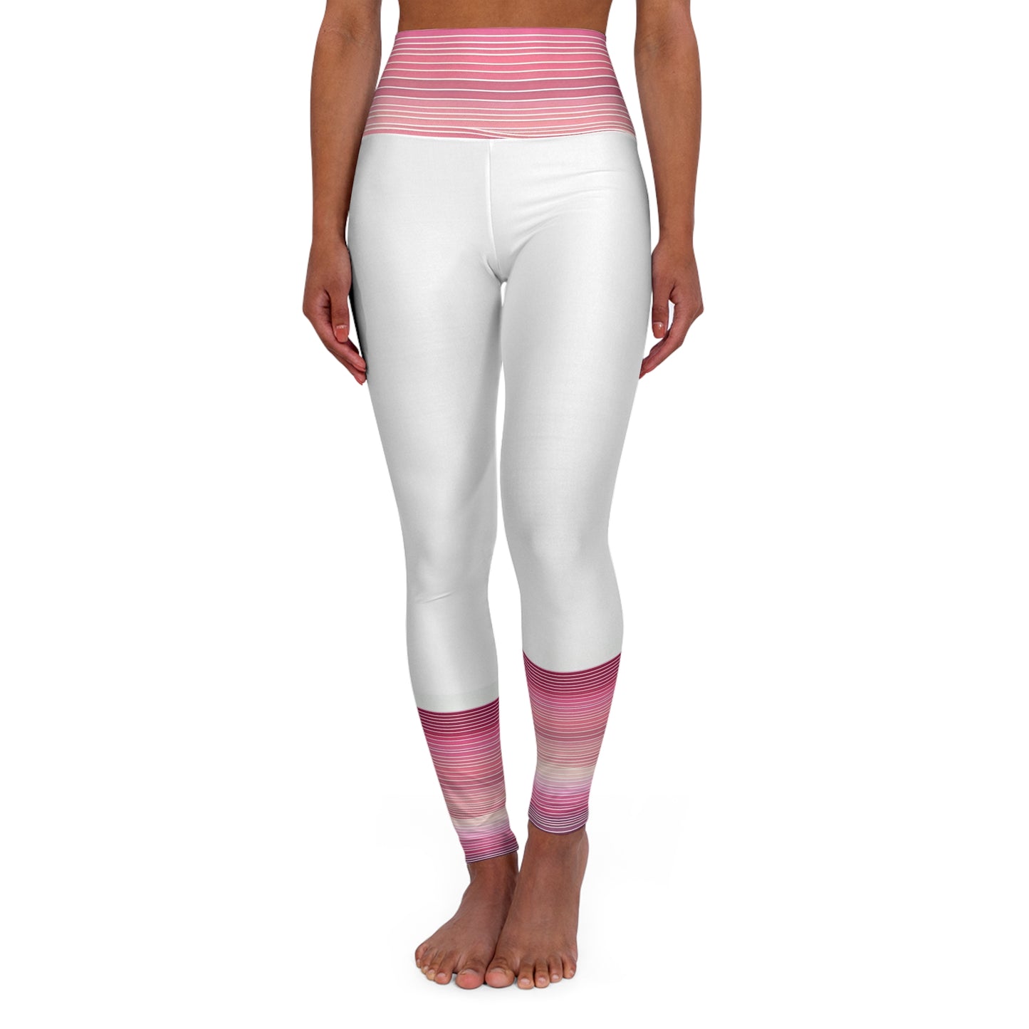 Yoga Leggings - Pink Horizontal Lines Design