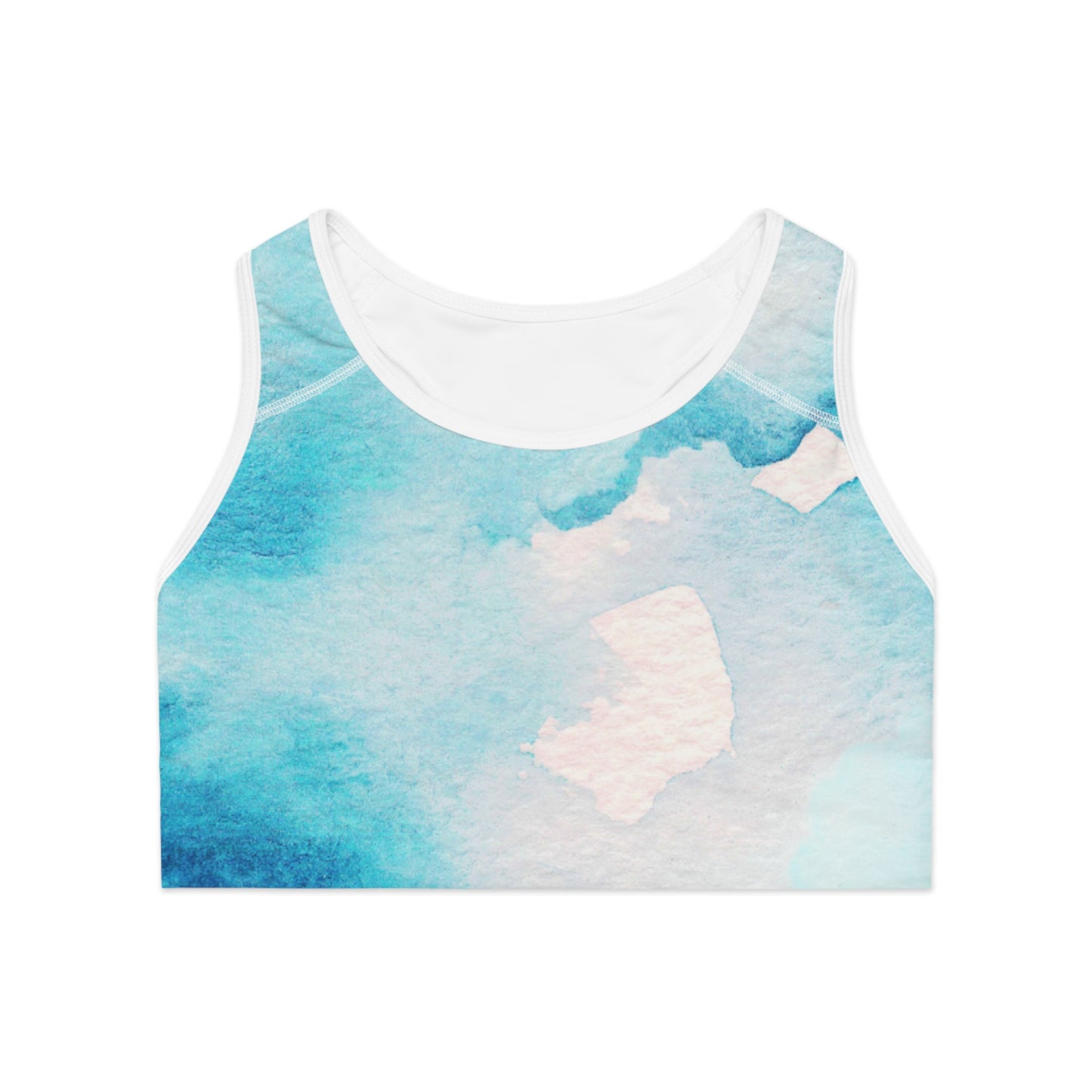 Aqua Watercolor Sports Bra - Stylish Activewear for Yoga and Fitness Enthusiasts
