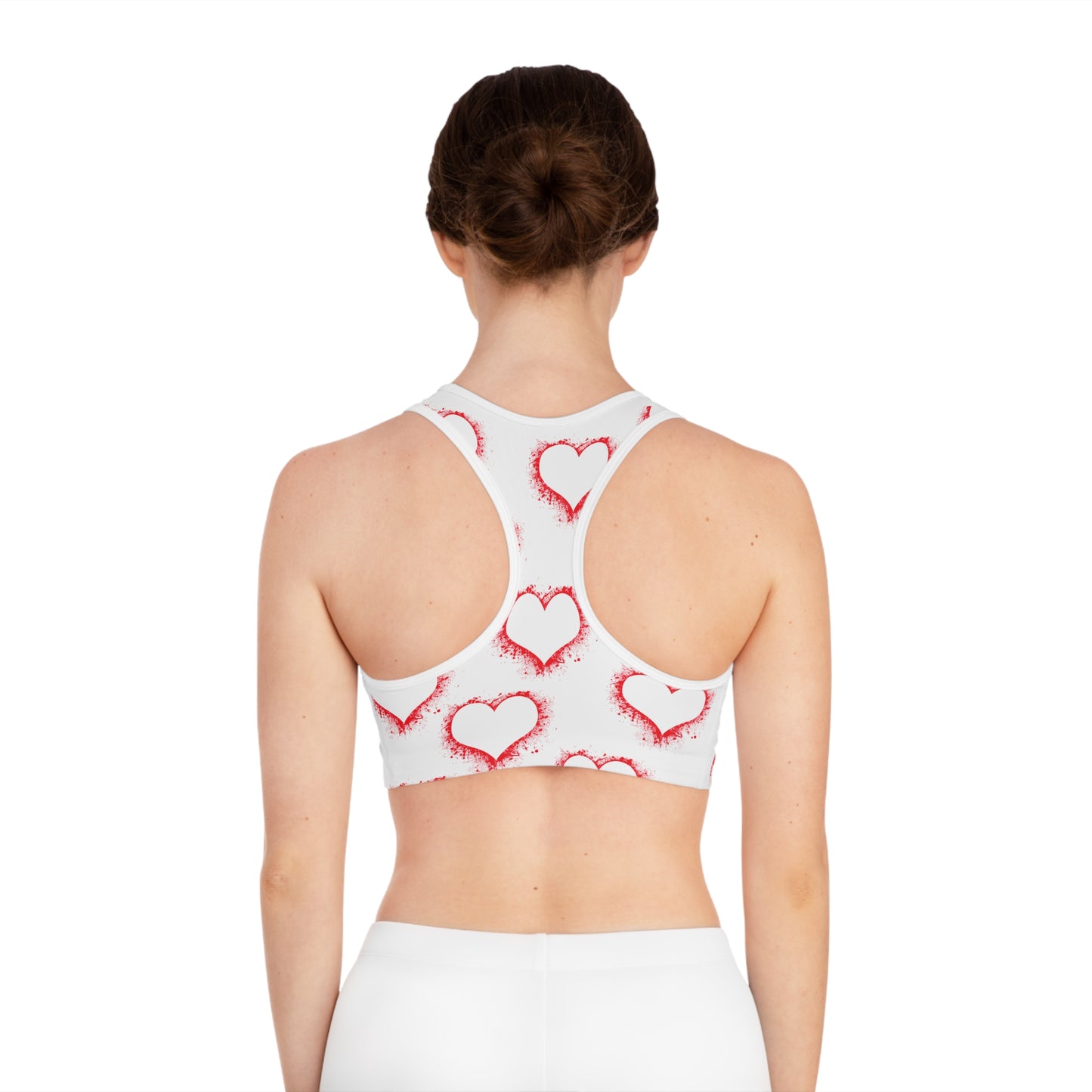 Heart Print Sports Bra - Stylish & Motivational Workout Gear