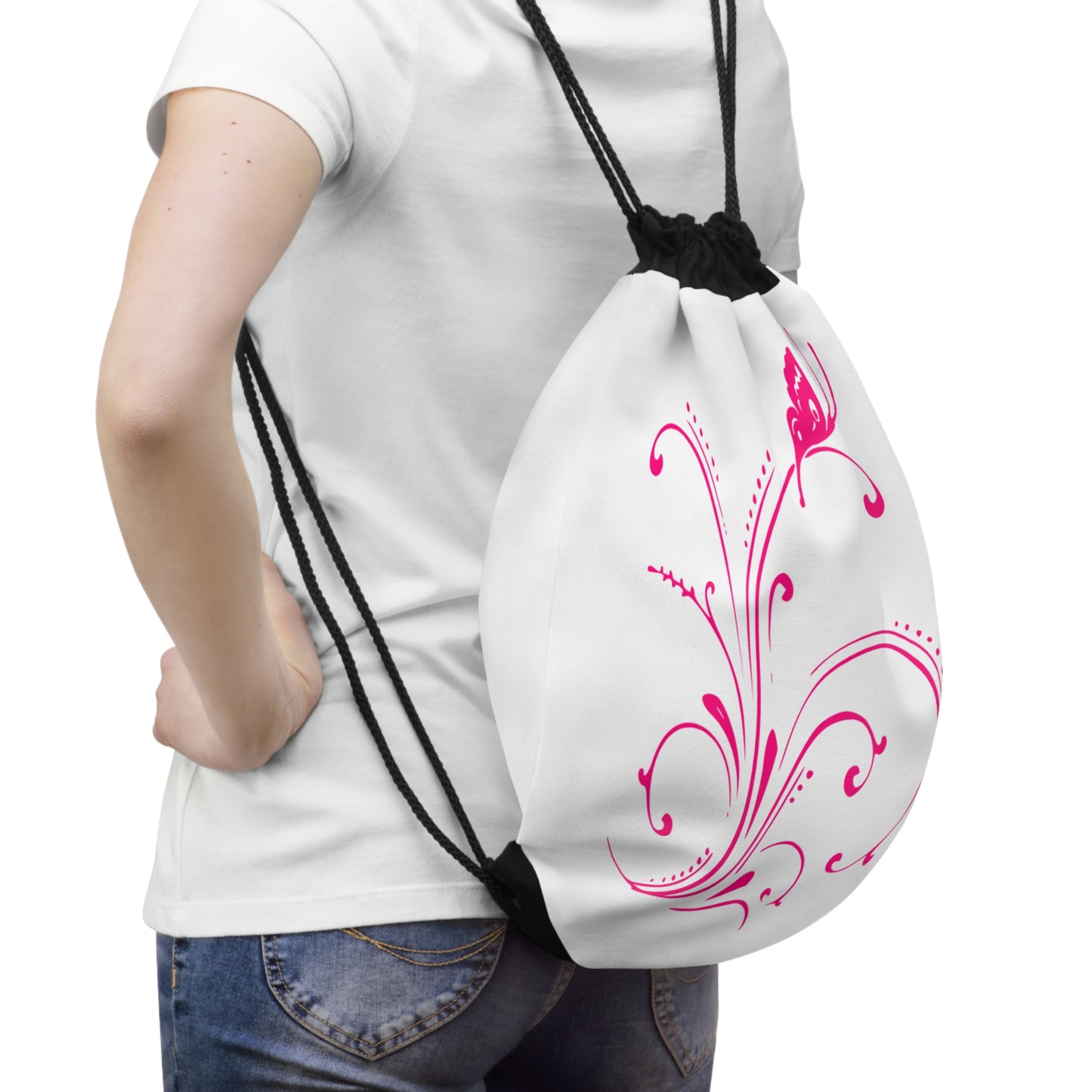 Elegant Floral Drawstring Bag - Stylish Tote for Everyday Use
