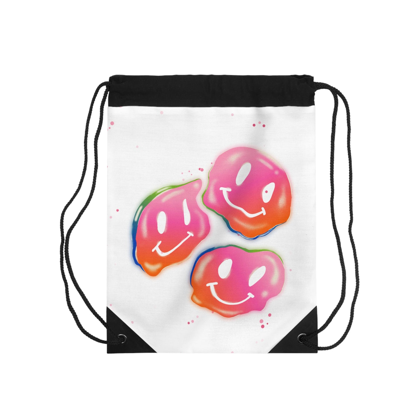 Smiley Face Drawstring Bag - Colorful Fun Design for Everyday Use