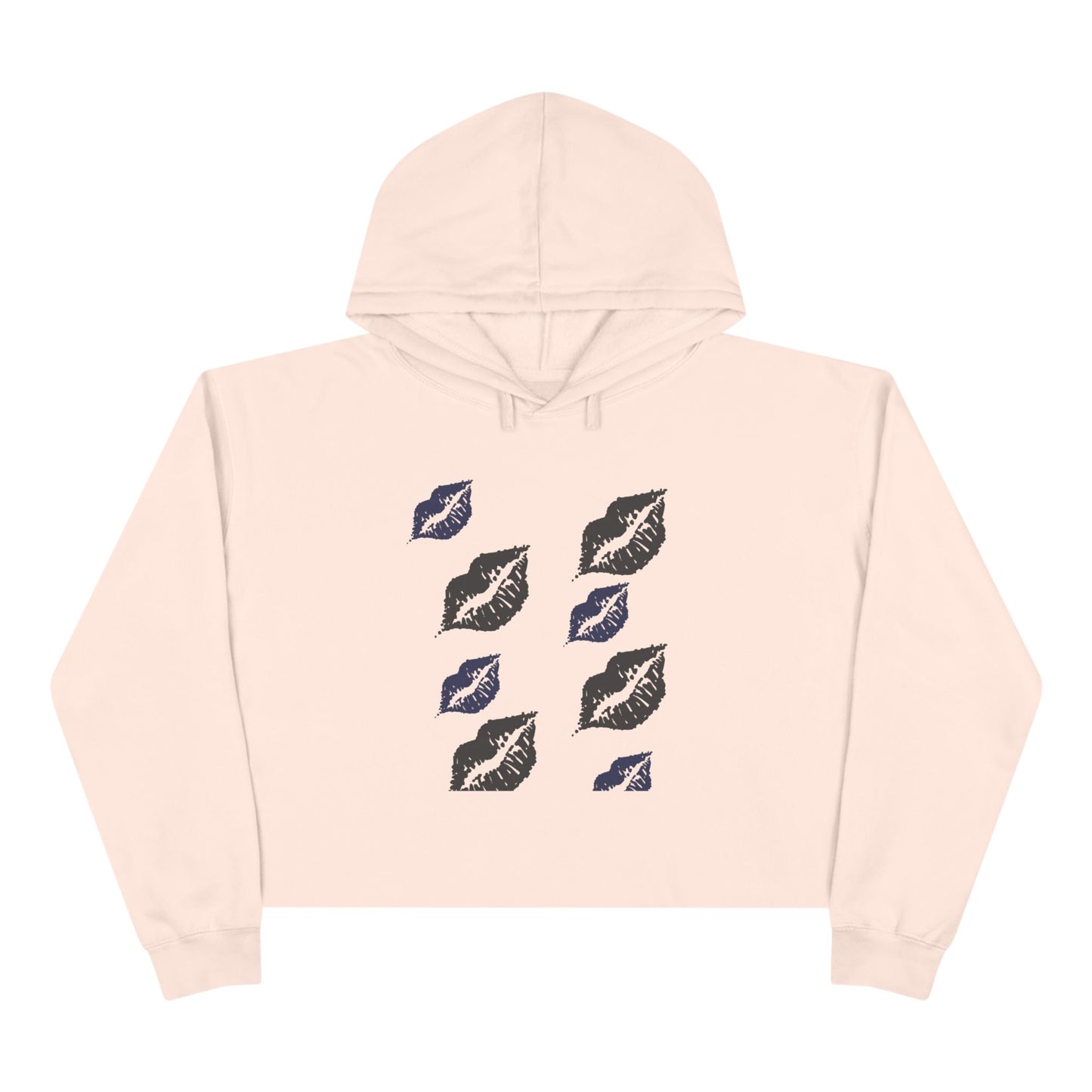 Chic Crop Hoodie with Kiss Print - Stylish Women's Casual Wear