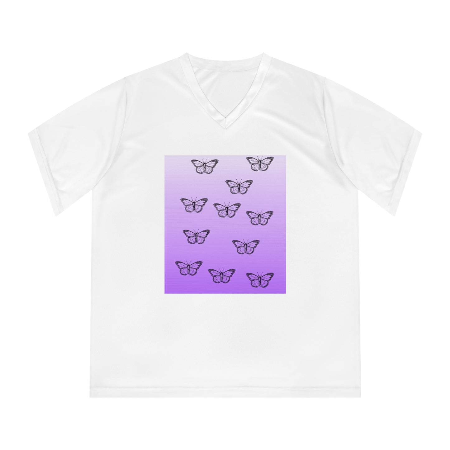 Butterfly Graphic Women's Performance V-Neck T-Shirt - Activewear for Nature Lovers