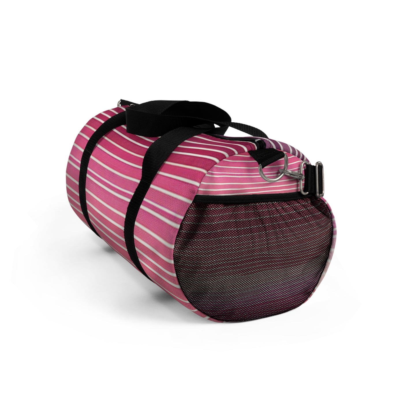 Vibrant Pink Striped Duffel Bag - Stylish Gym & Travel Companion
