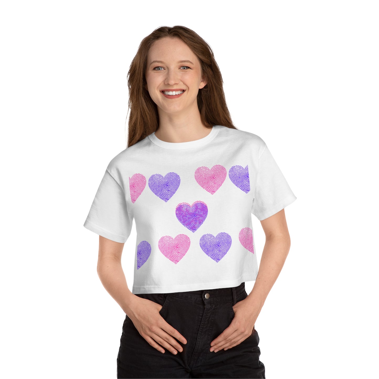 Cropped Heart Print T-Shirt for Women - Fun and Trendy Style