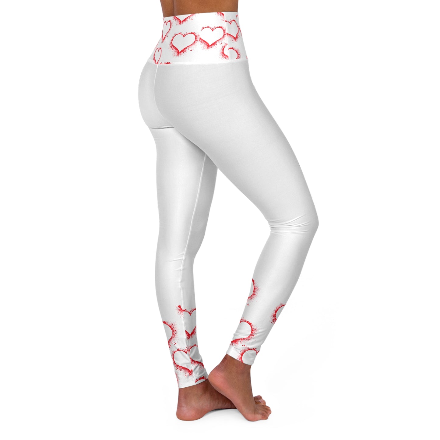 Romantic Heart Pattern High Waisted Yoga Leggings - Love & Comfort for Fitness and Everyday Wear