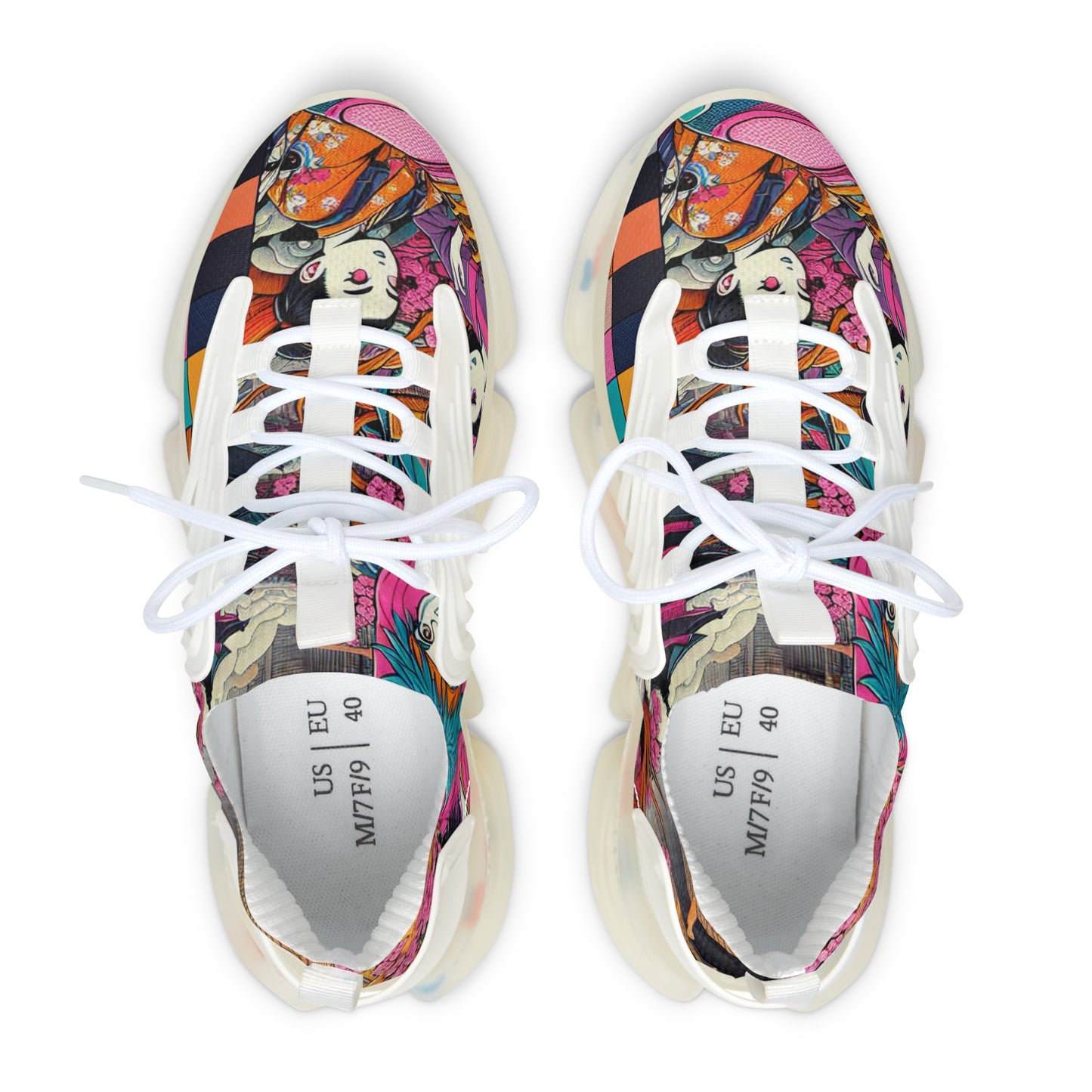 Colorful Women's Mesh Sneakers, Unique Athletic Footwear, Fun Casual Shoes, Street Style Sneakers, Fashionable Women's Sneakers