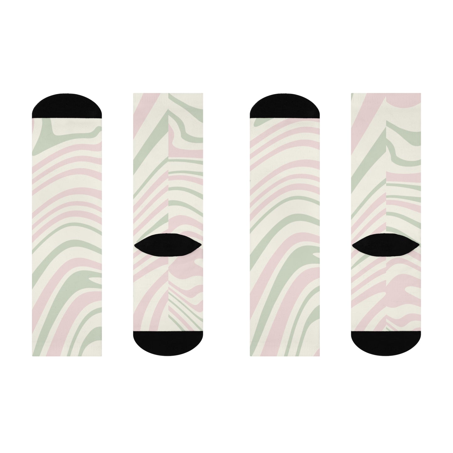 Stylish Cushioned Crew Socks - Abstract Pastel Swirl Design