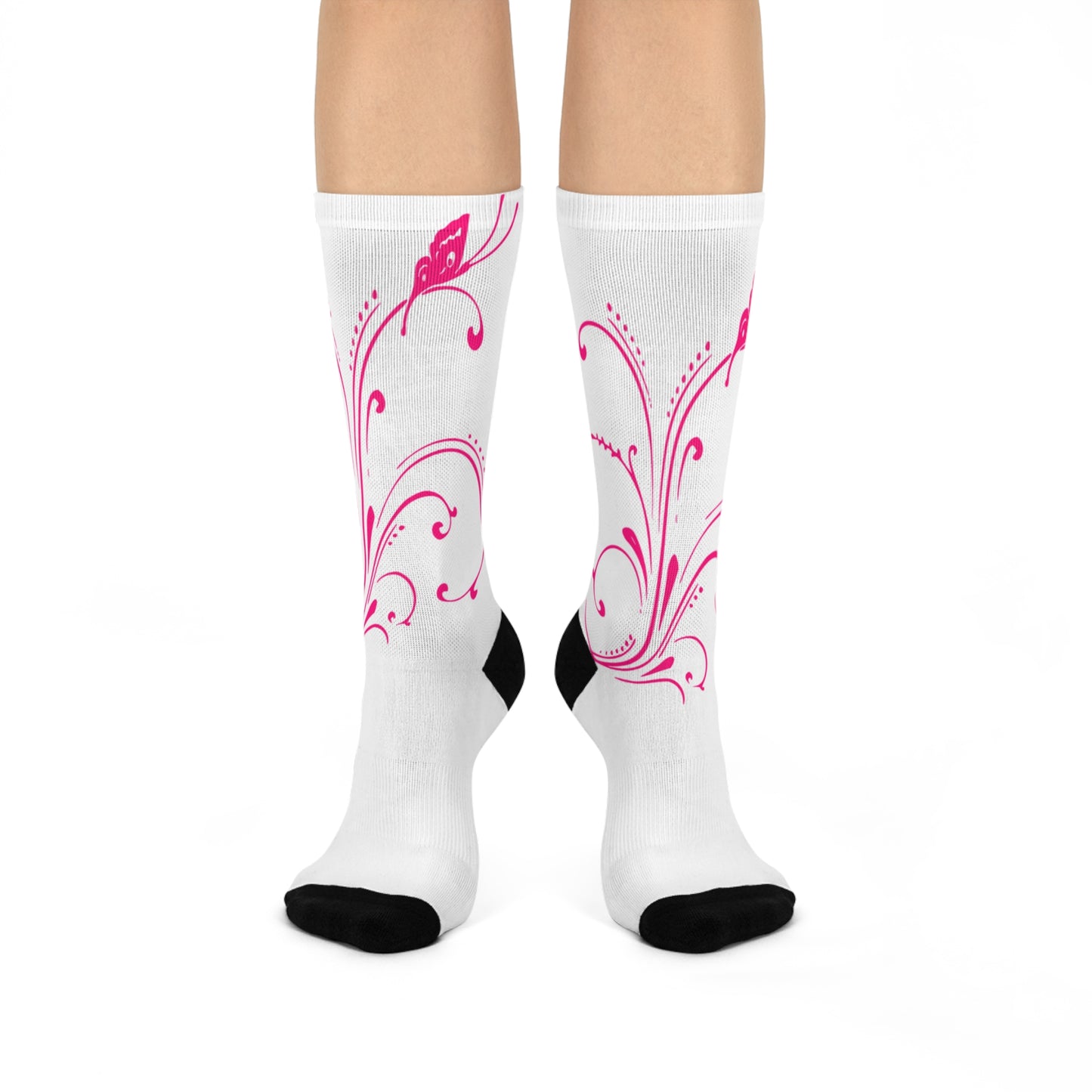 Stylish Floral Cushioned Crew Socks for Comfort and Style