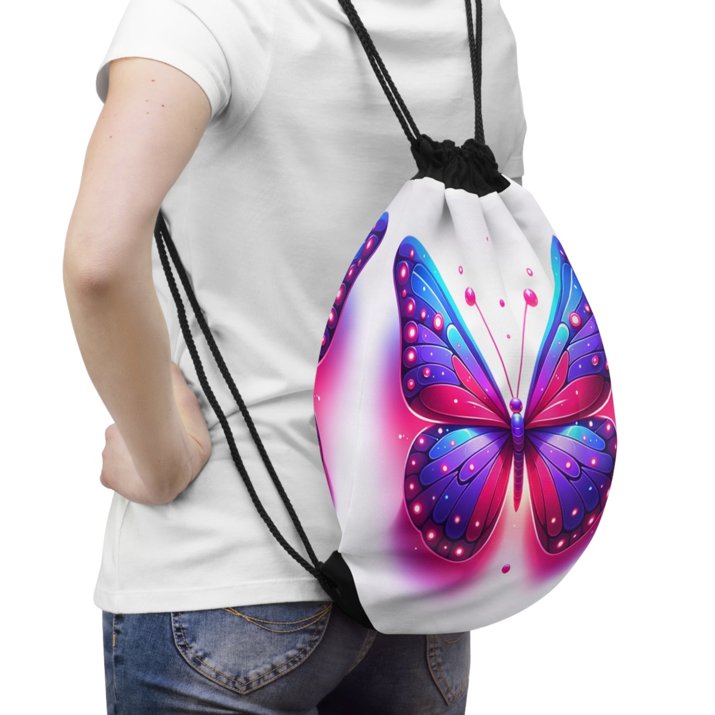 Vibrant Butterfly Drawstring Bag - Colorful and Fun Accessory for Nature Lovers