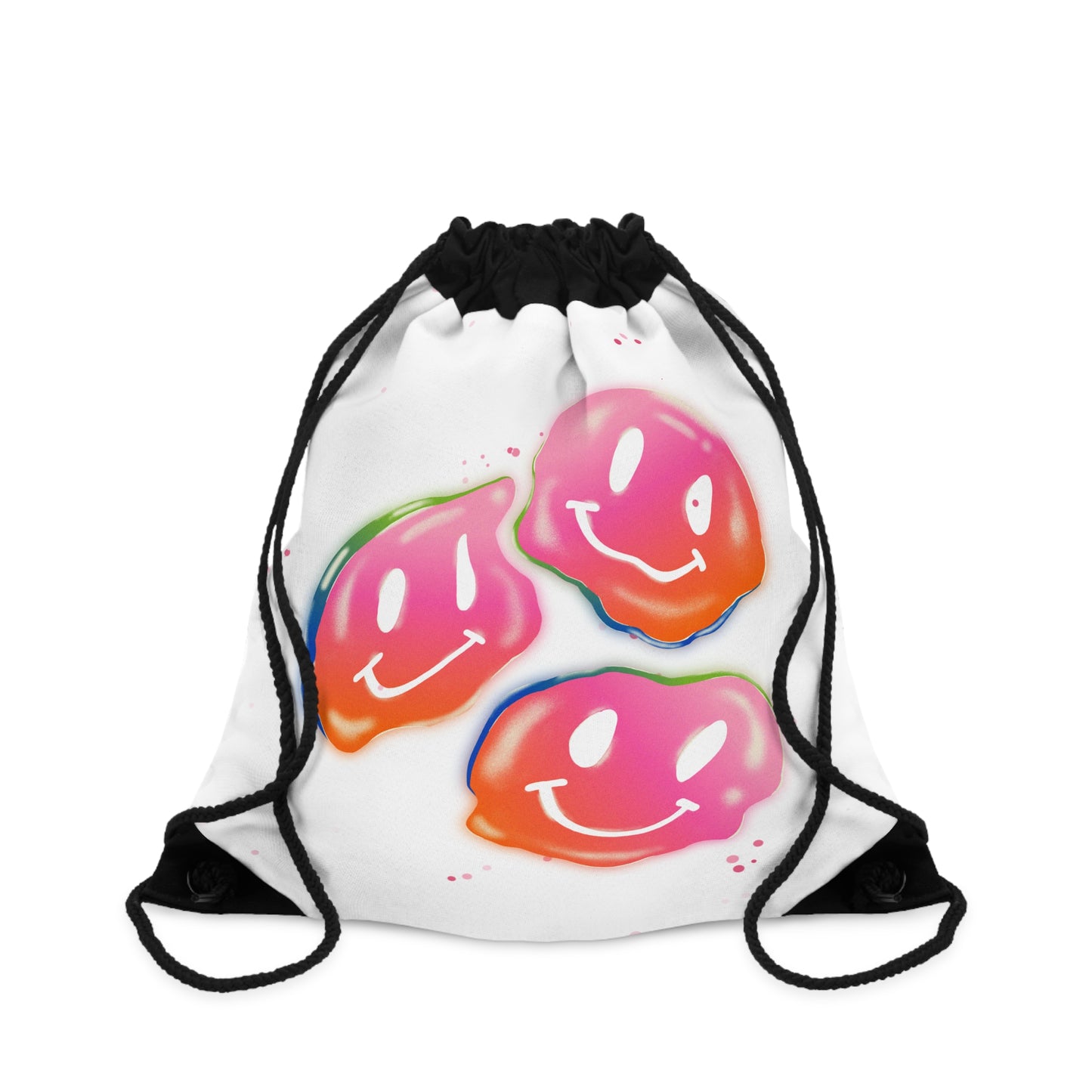 Smiley Face Drawstring Bag - Colorful Fun Design for Everyday Use