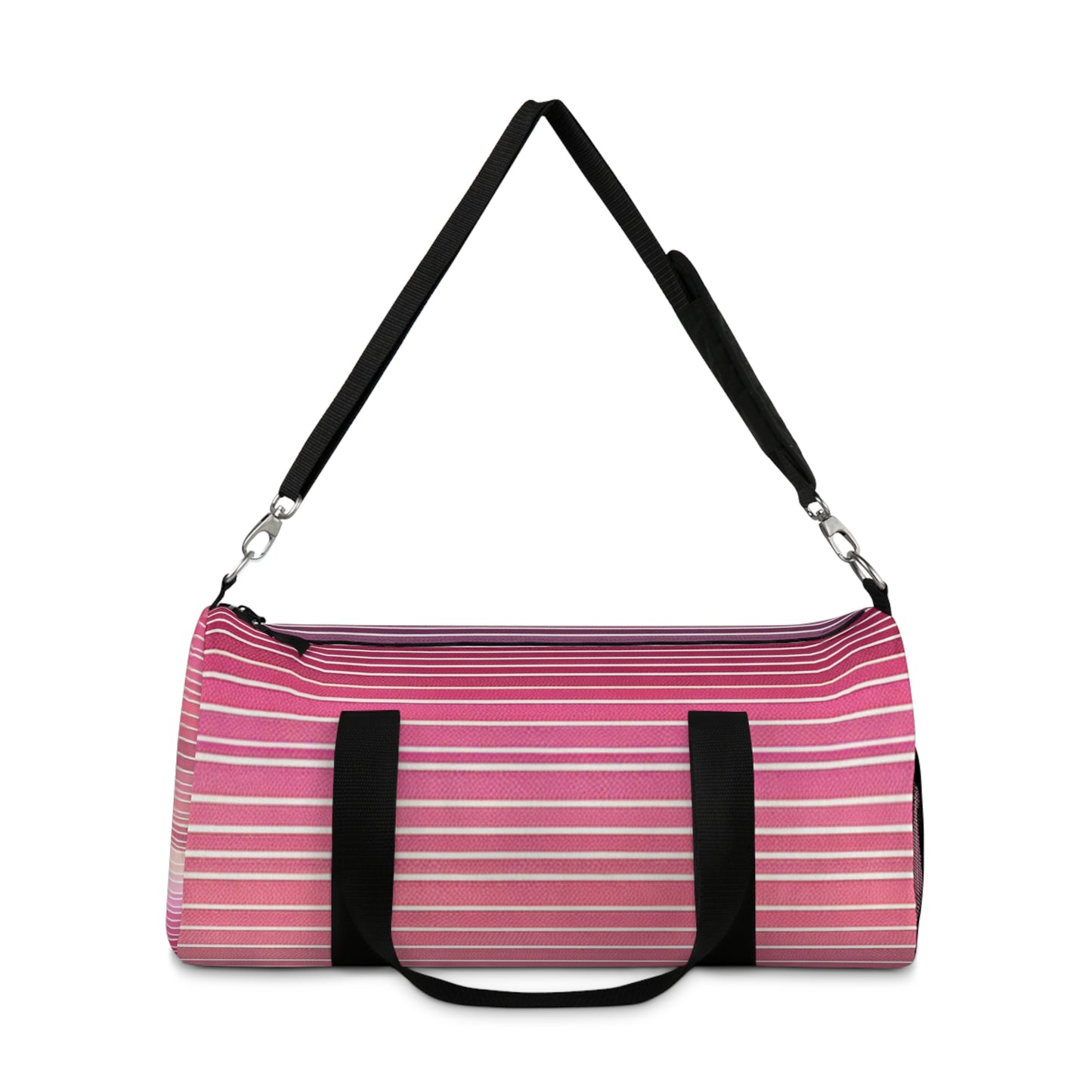 Vibrant Pink Striped Duffel Bag - Stylish Gym & Travel Companion