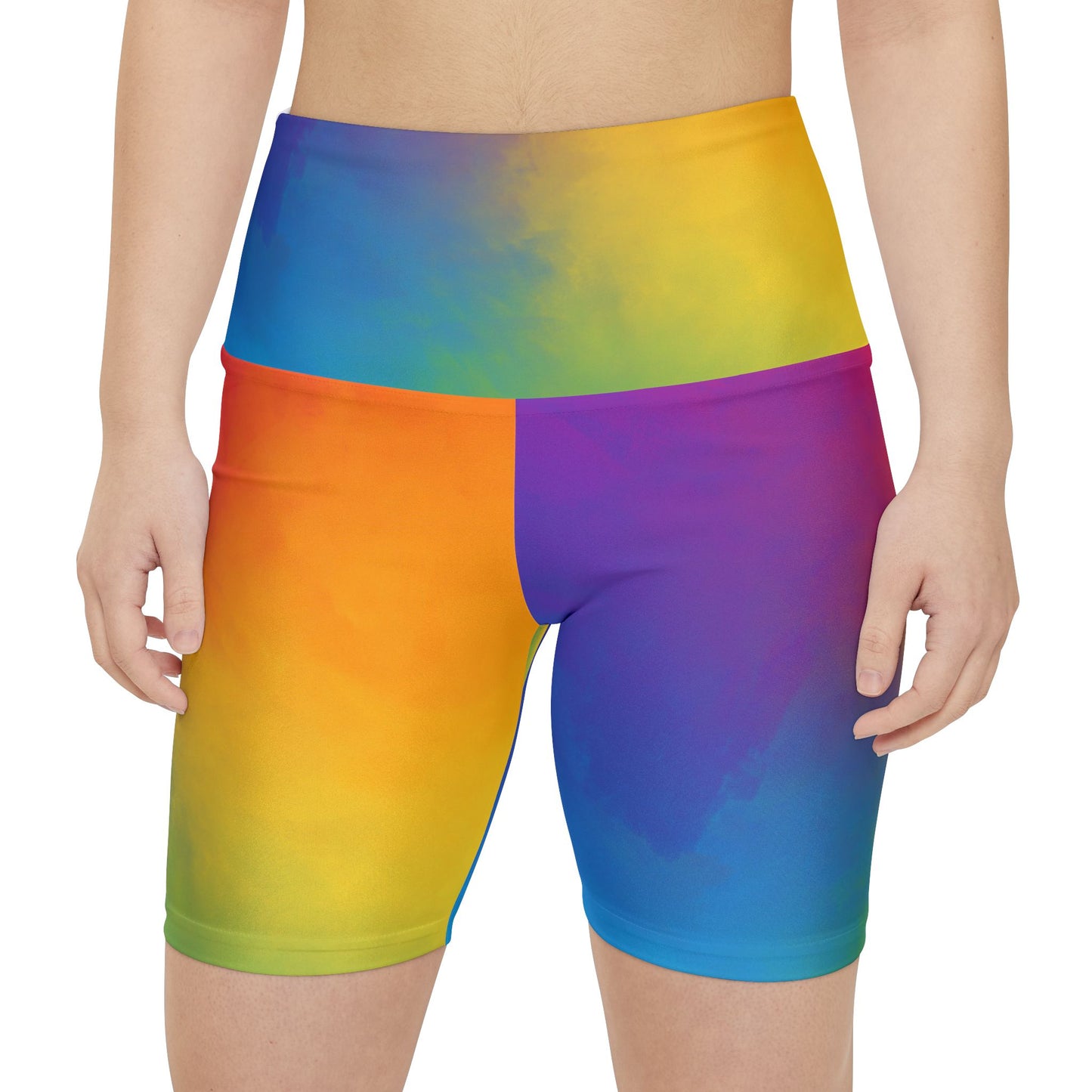 Colorful Women's Workout Shorts - Vibrant Tie-Dye Activewear
