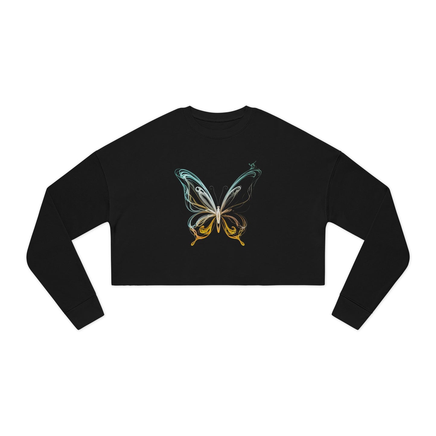Butterfly Design Women's Cropped Sweatshirt - Trendy & Stylish Layering Piece