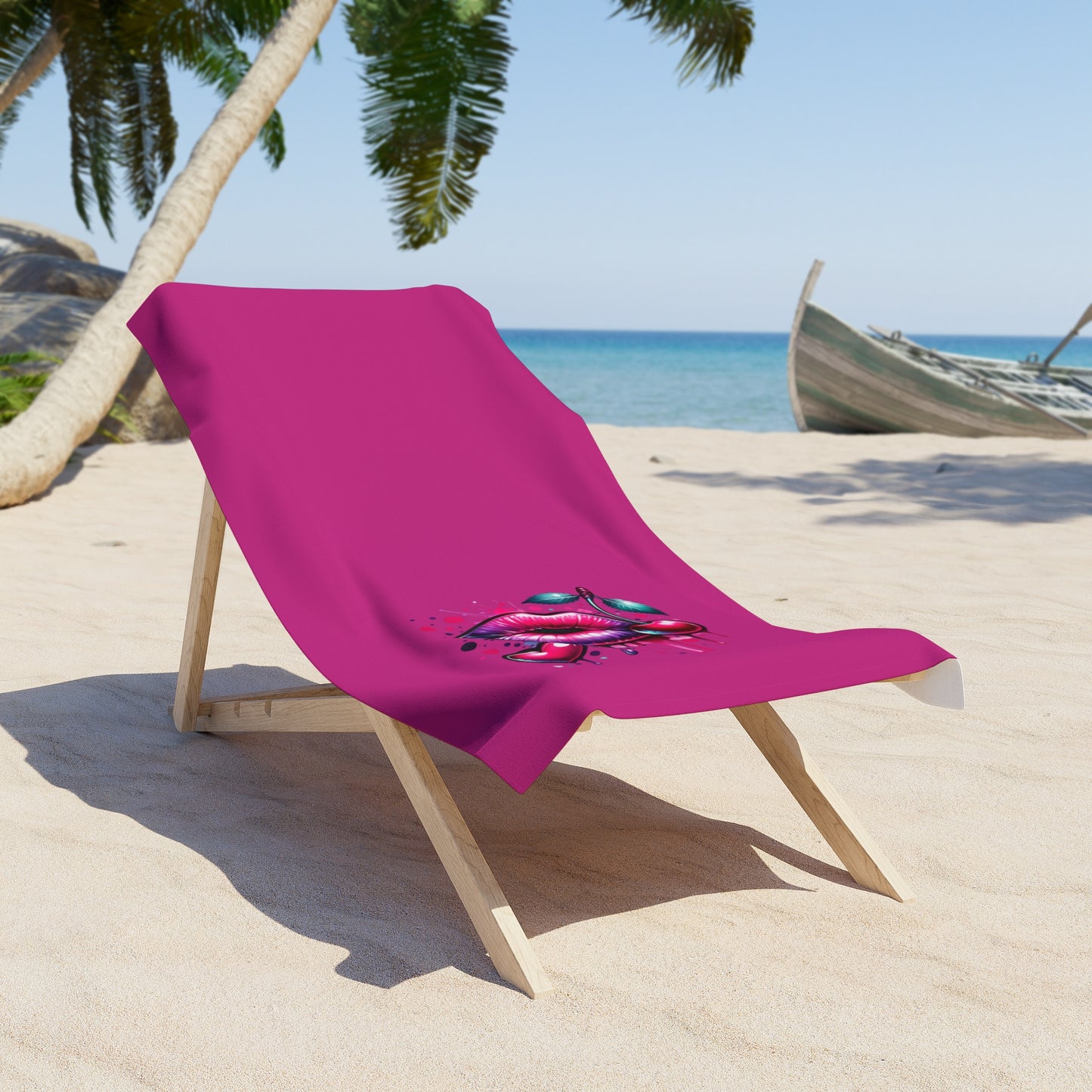 Vibrant Kiss Lips Beach Towel, Summer Towel, Poolside Essential, Cozy Beach Must-Have, Gift for Her, Fun Vacation Accessory