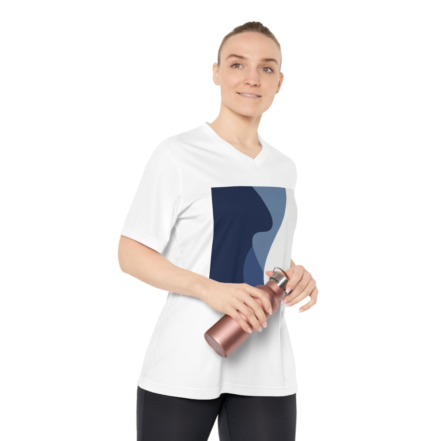 Stylish Women's Performance V-Neck T-Shirt - Modern Abstract Design