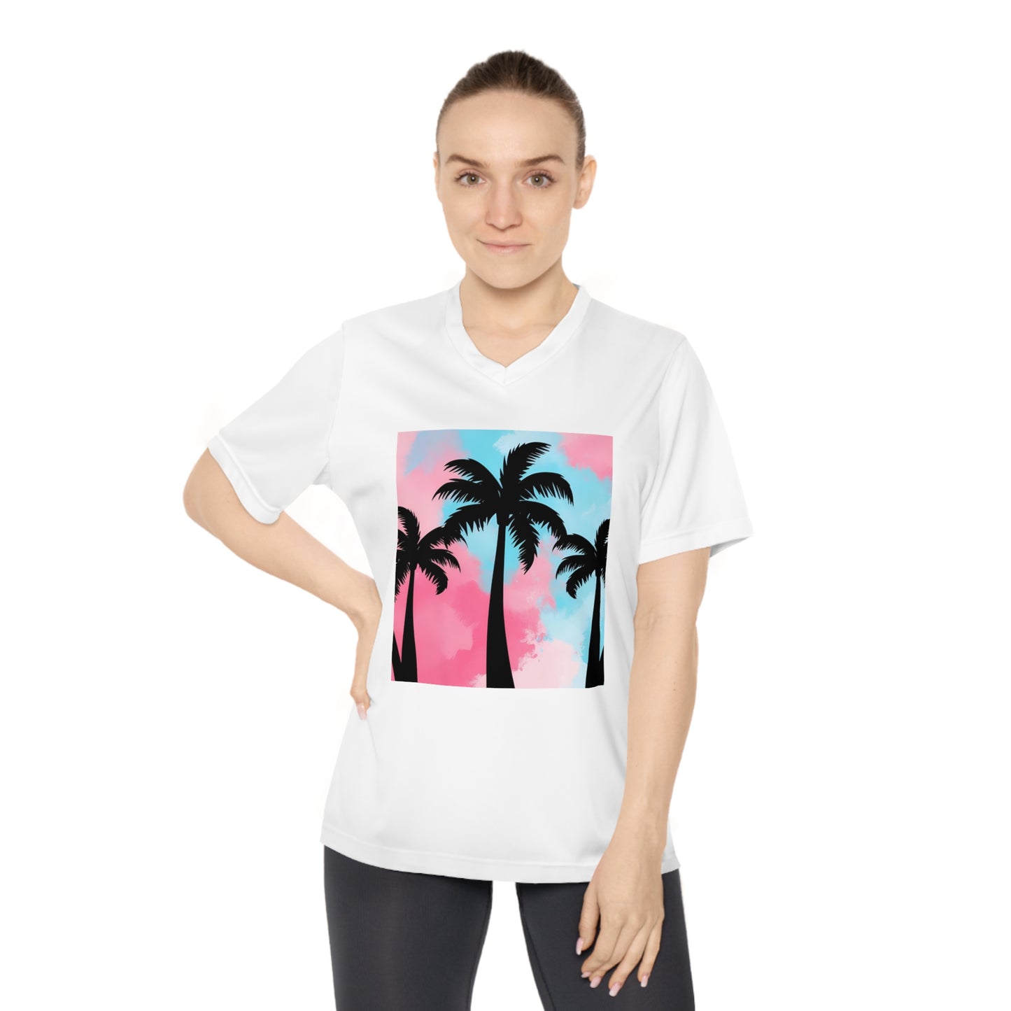 Tropical V-Neck Performance T-Shirt for Women - Stylish & Comfortable