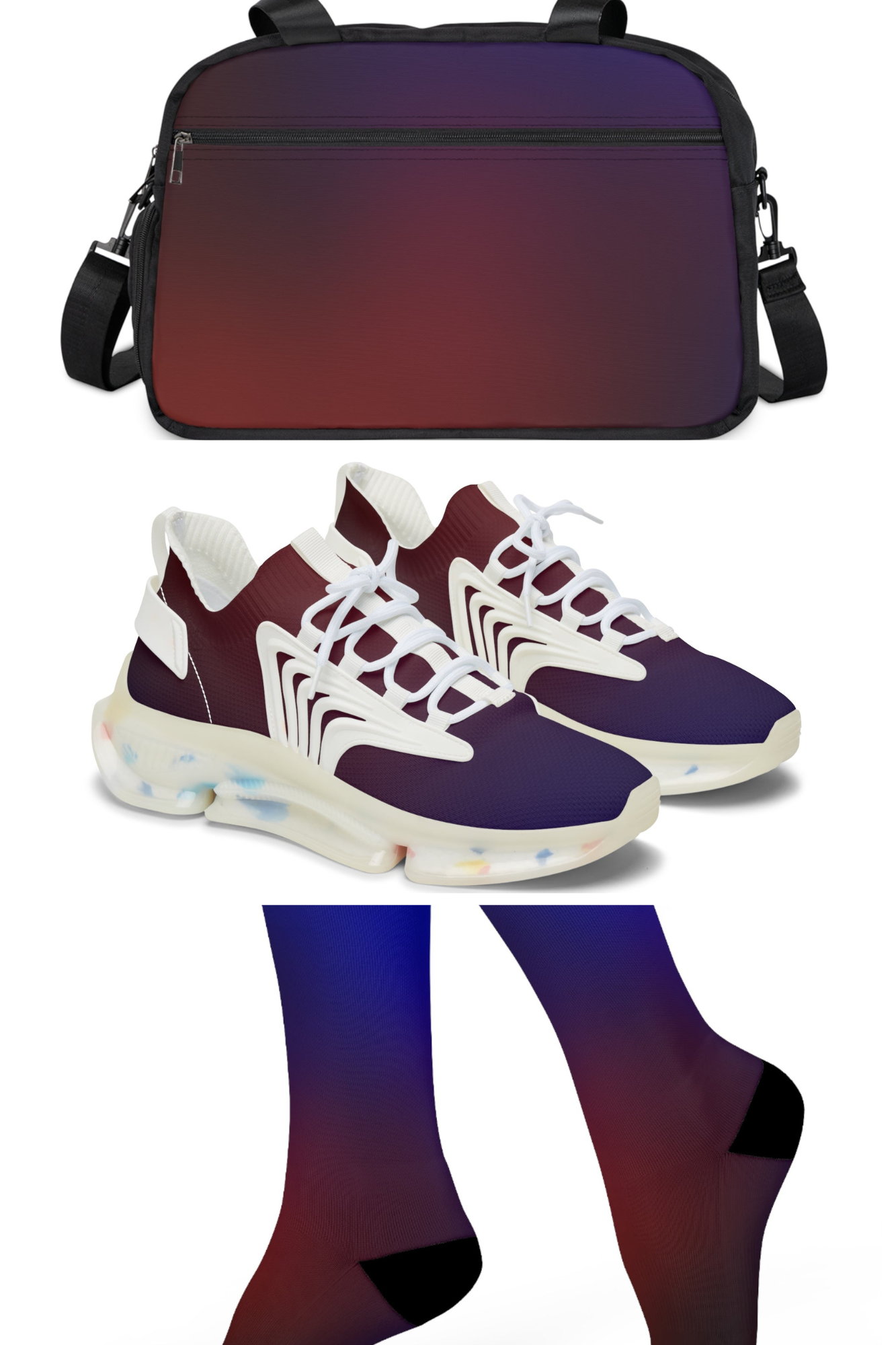 Gradient bag and sneakers bundle