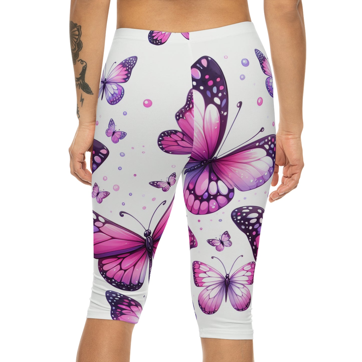 Butterfly Print Capri Leggings for Women - Stylish & Comfortable Fitness Wear