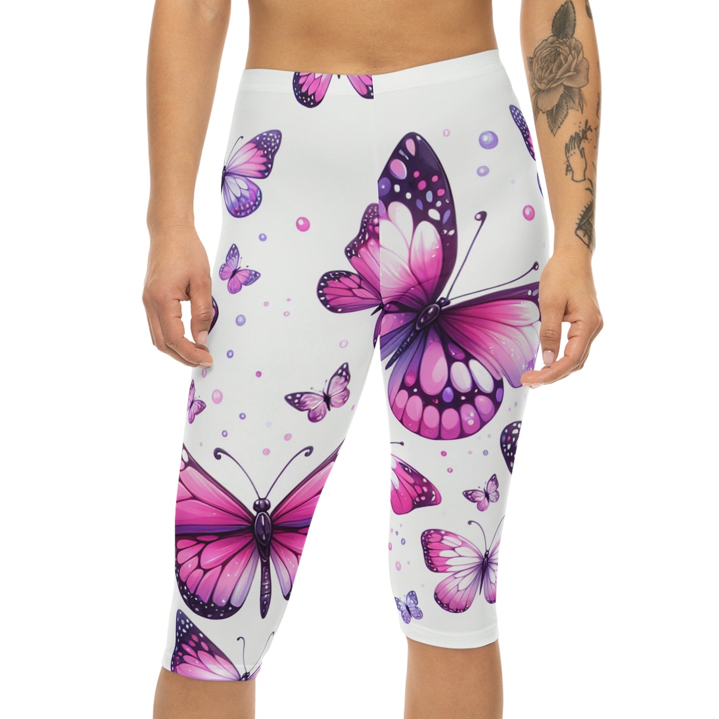 Butterfly Print Capri Leggings for Women - Stylish & Comfortable Fitness Wear