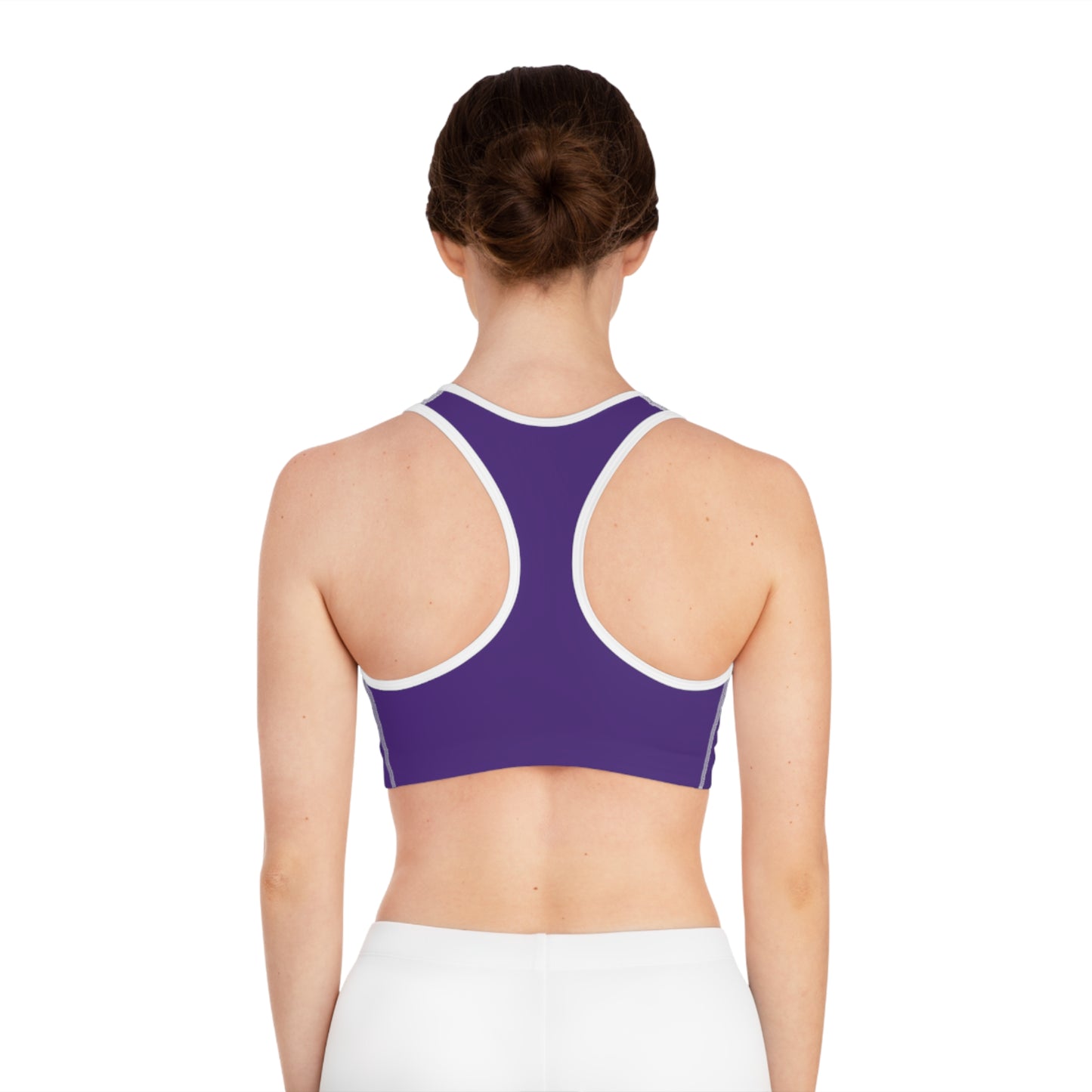 Empowering Purple Sports Bra, Fitness Wear, Workout Top, AOP Athletic Bra, Activewear for Gym Lovers