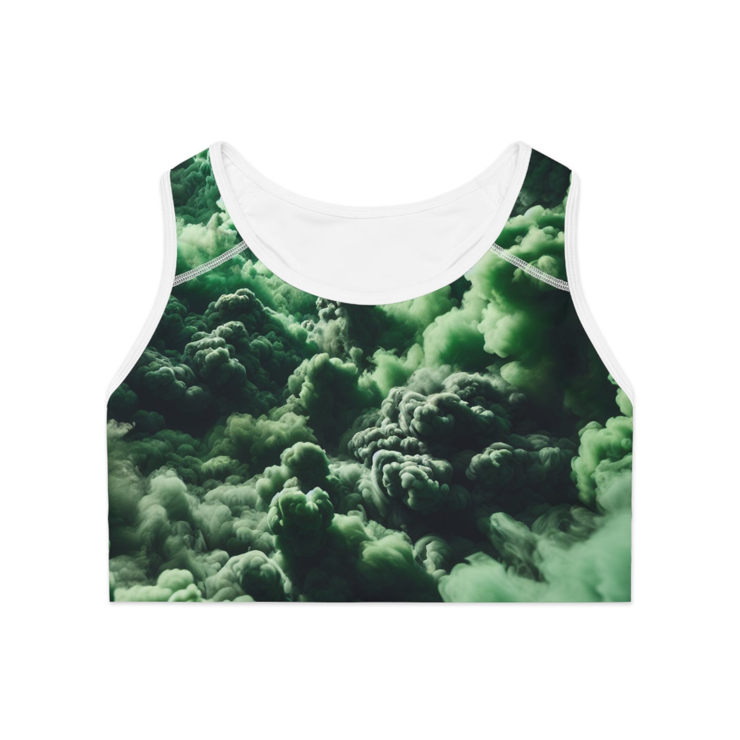 Mystic Green Cloud Sports Bra - Stylish Workout Wear for Fitness Enthusiasts