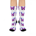 Colorful Butterfly Cushioned Crew Socks - Perfect for Spring Celebrations