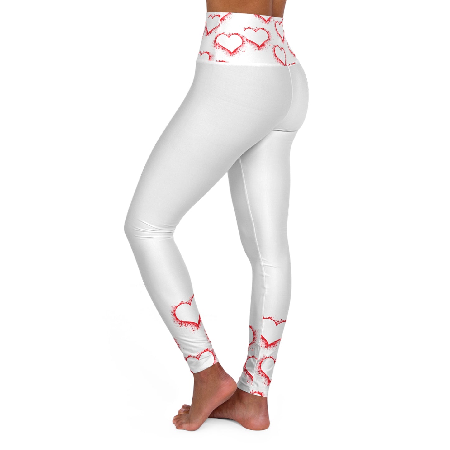 Romantic Heart Pattern High Waisted Yoga Leggings - Love & Comfort for Fitness and Everyday Wear