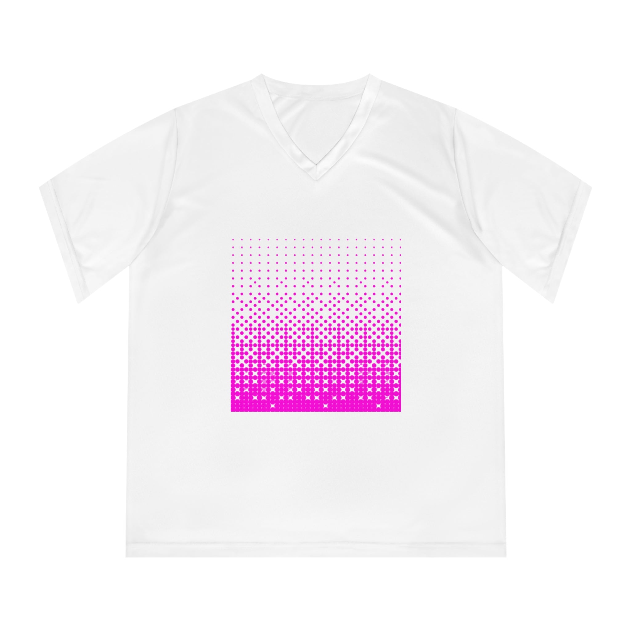 Women's Performance V-Neck T-Shirt - Vibrant Pink Gradient Design for Active Lifestyle